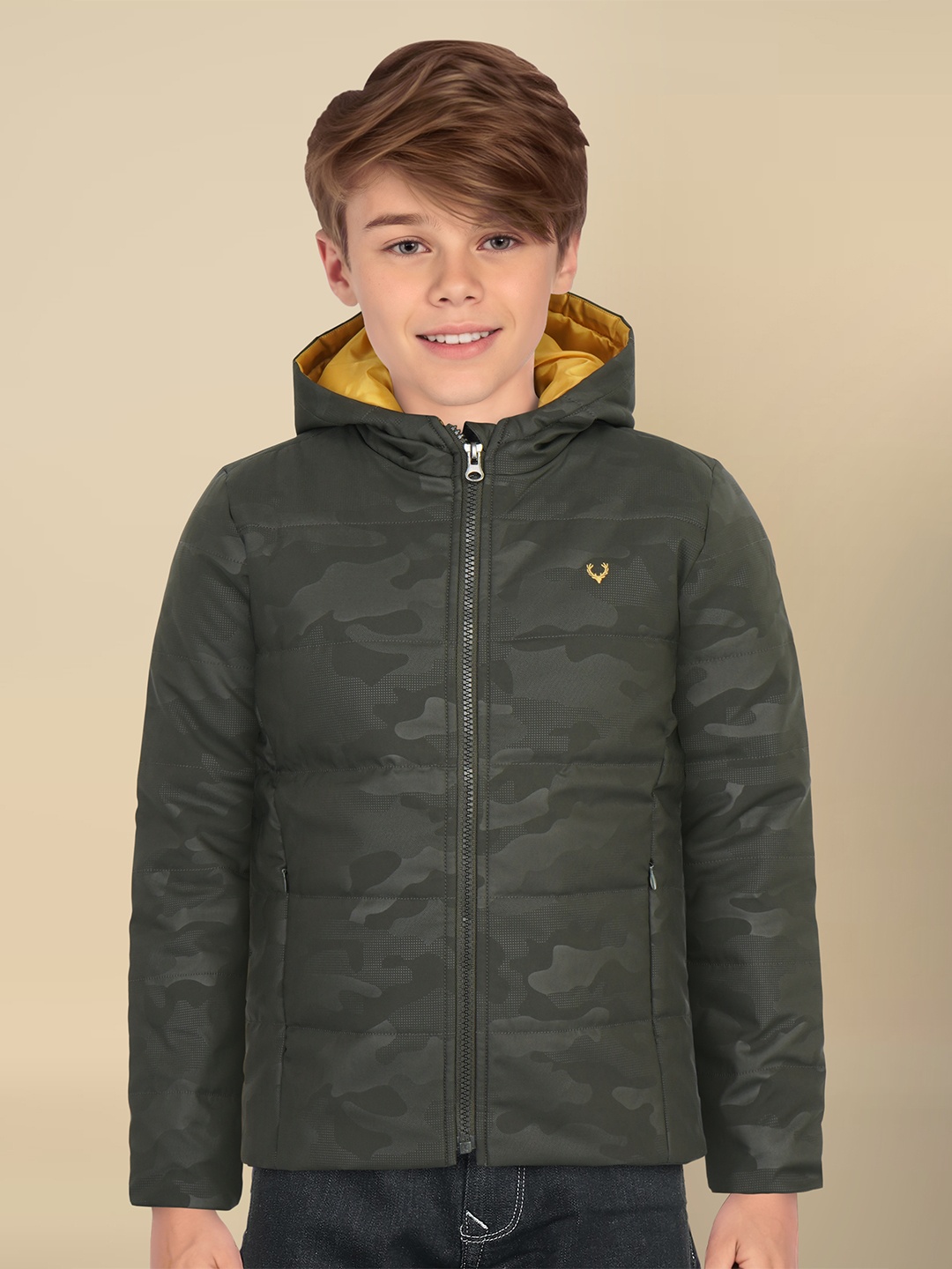 

Allen Solly Junior Boys Camouflage Padded Jacket, Brown