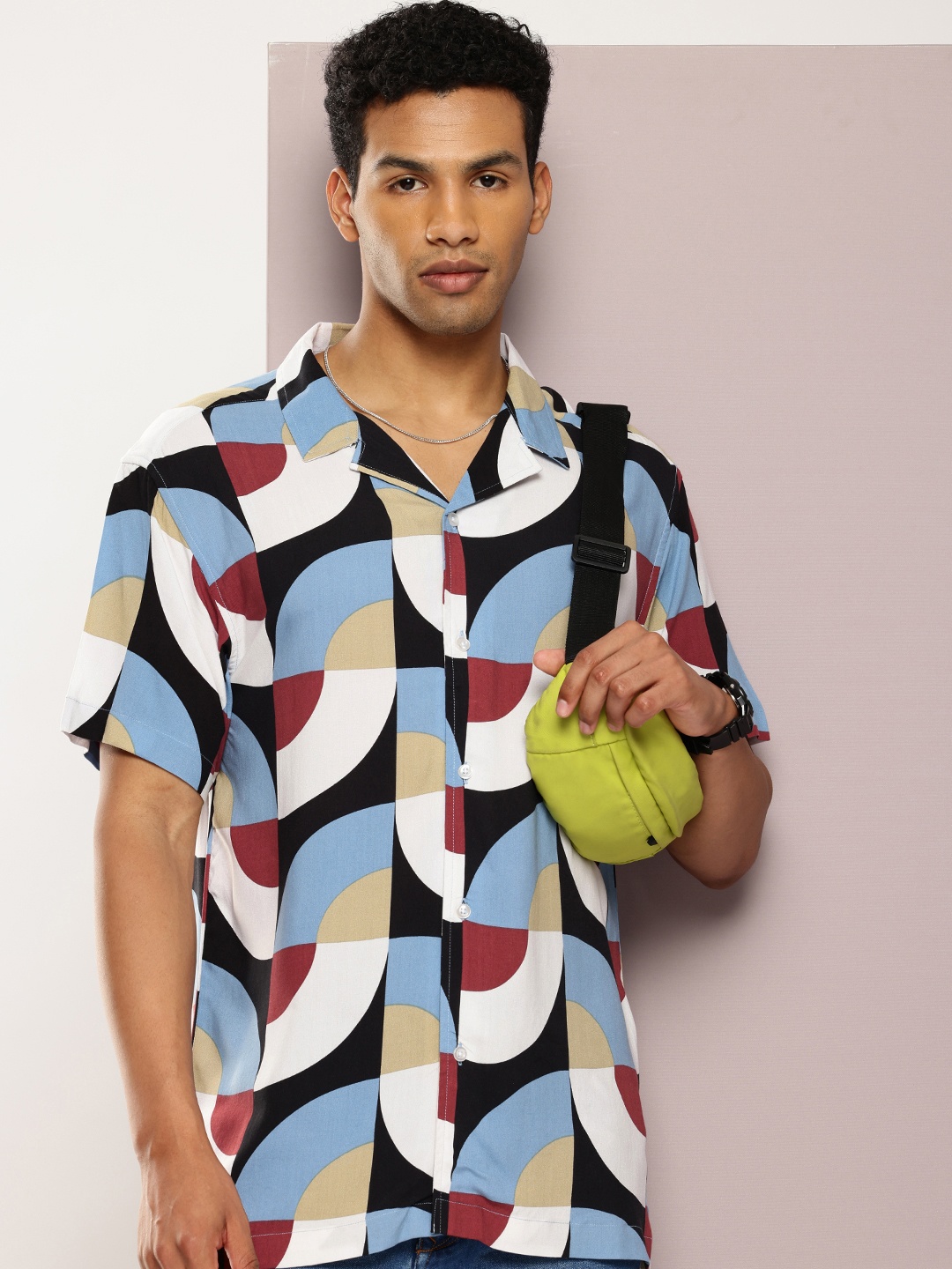 

Kook N Keech Men Relaxed Geometric Printed Cuban Collar Casual Shirt, Multi