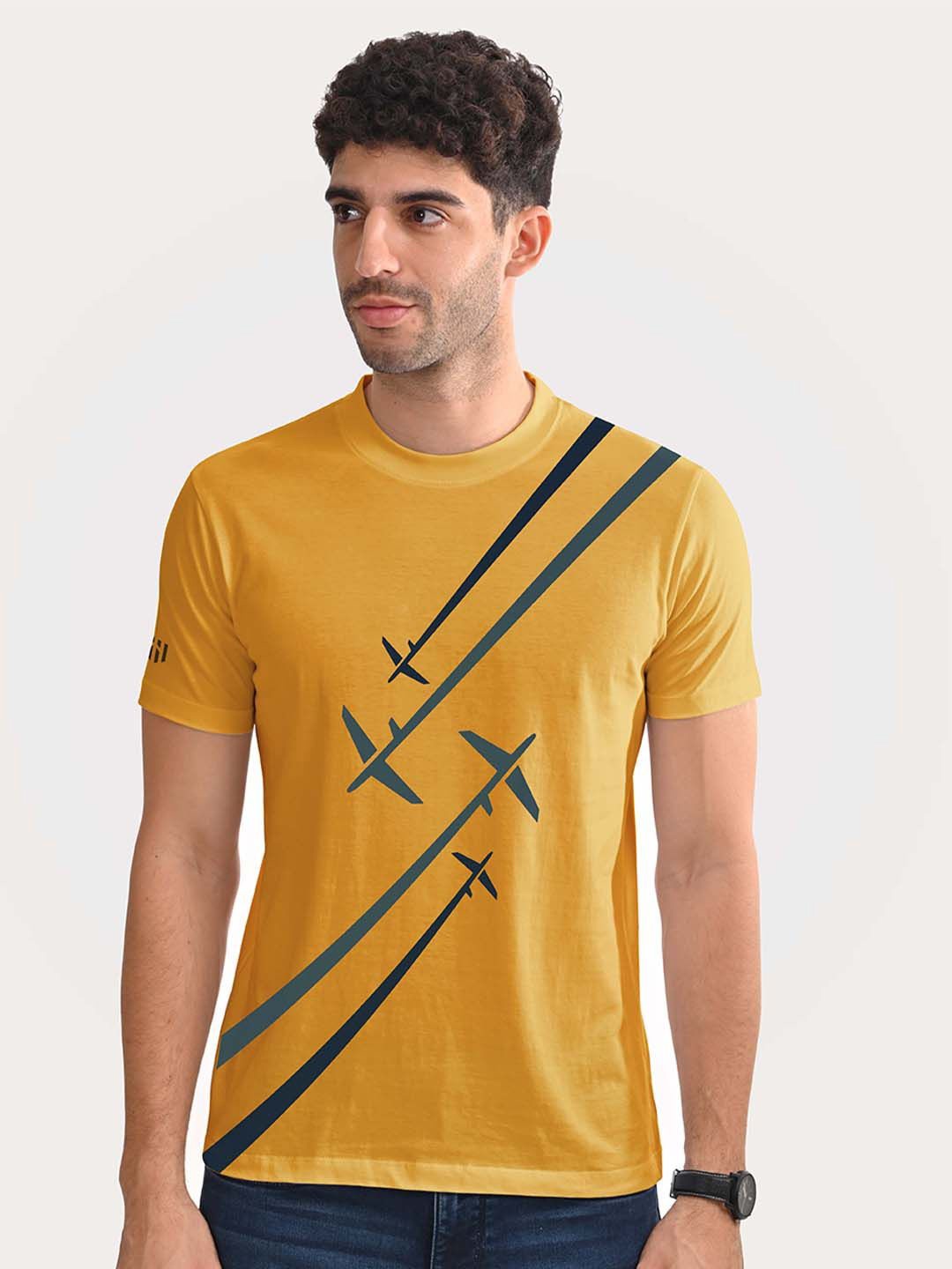 

Aero Armour Unisex Printed Round Neck Cotton Tshirt, Yellow