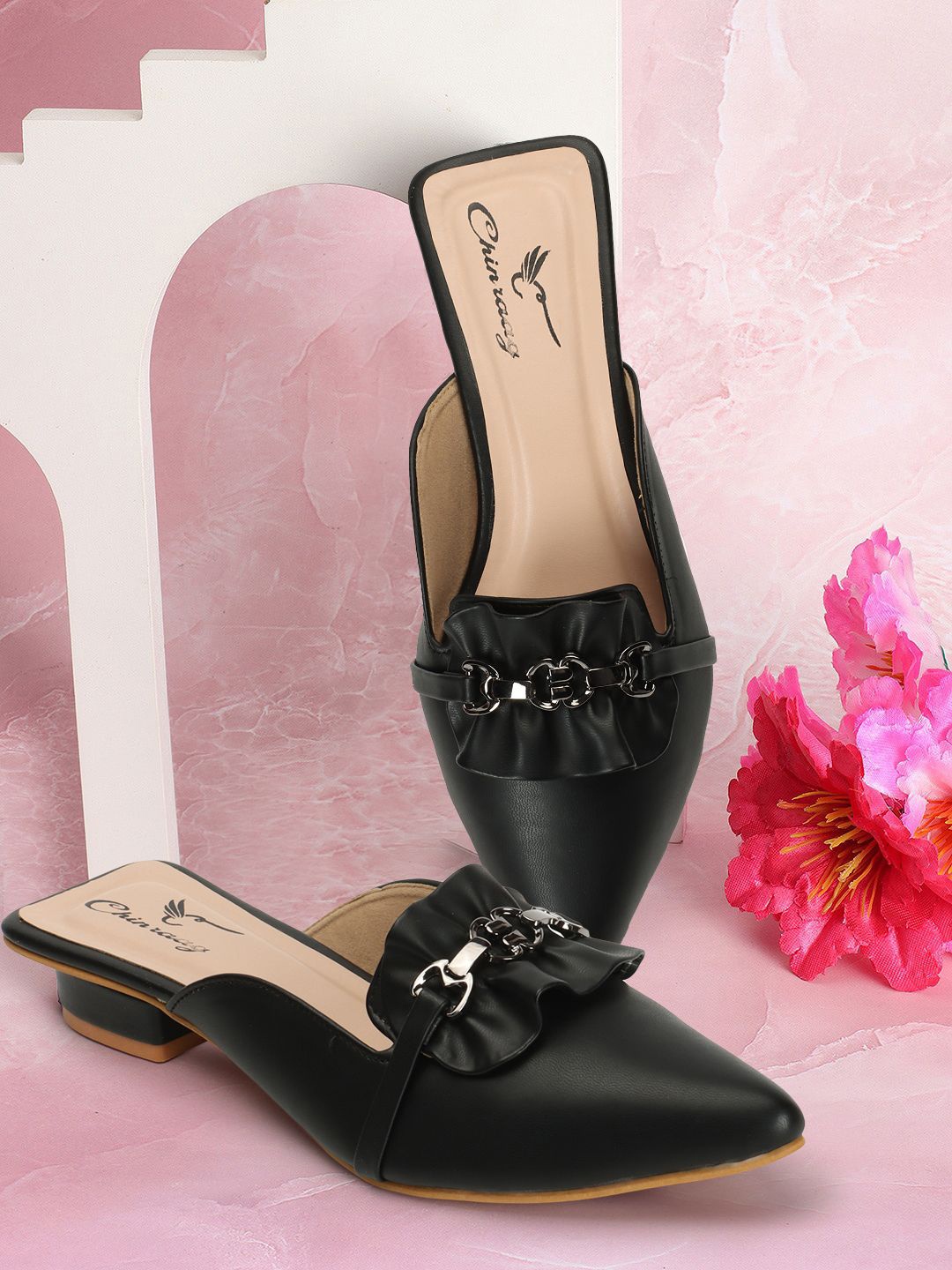 

CHINRAAG Women Patent Leather Loafers, Black