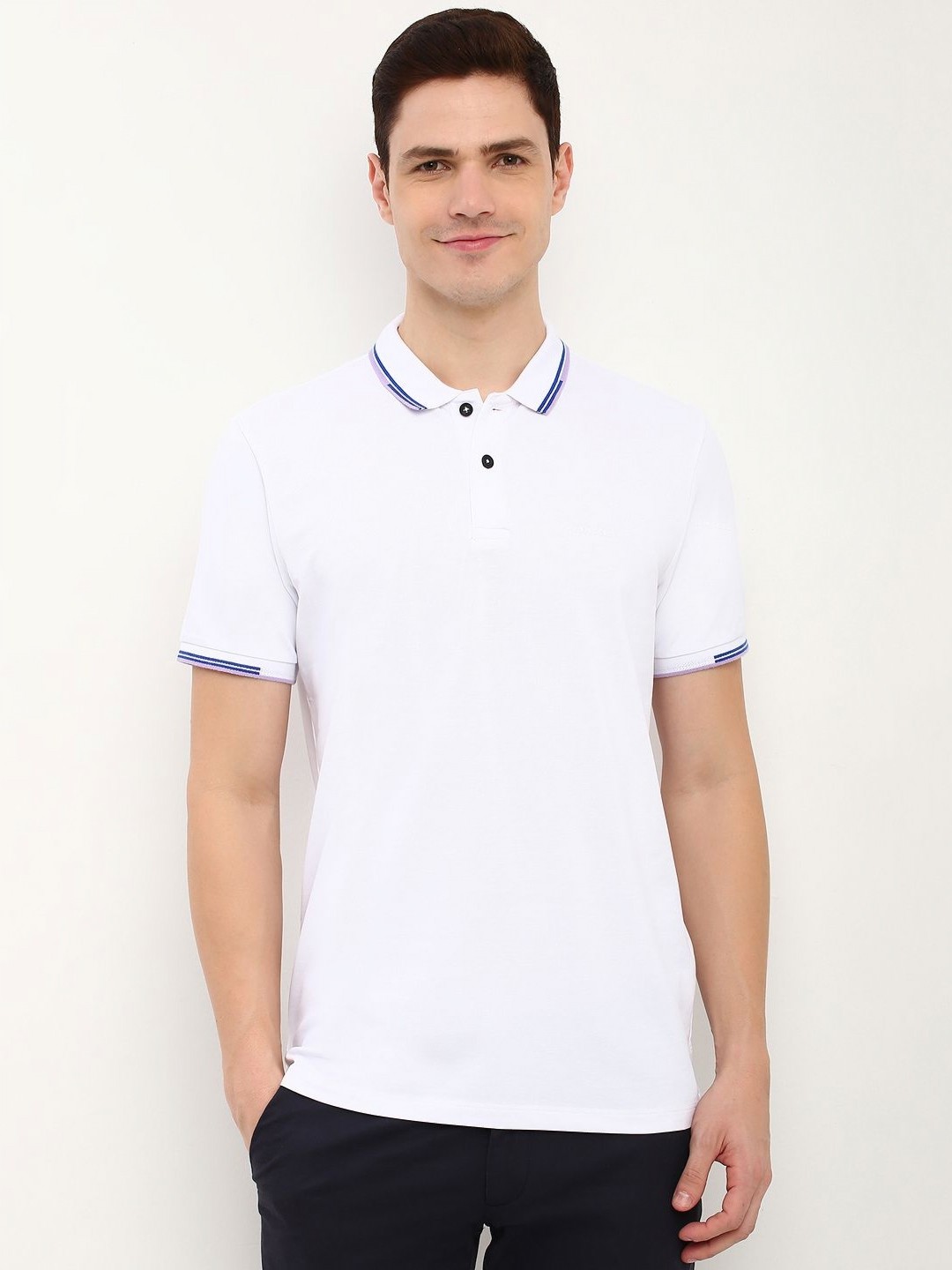 

Allen Solly Men Solid Polo Collar Cotton T-Shirt, White