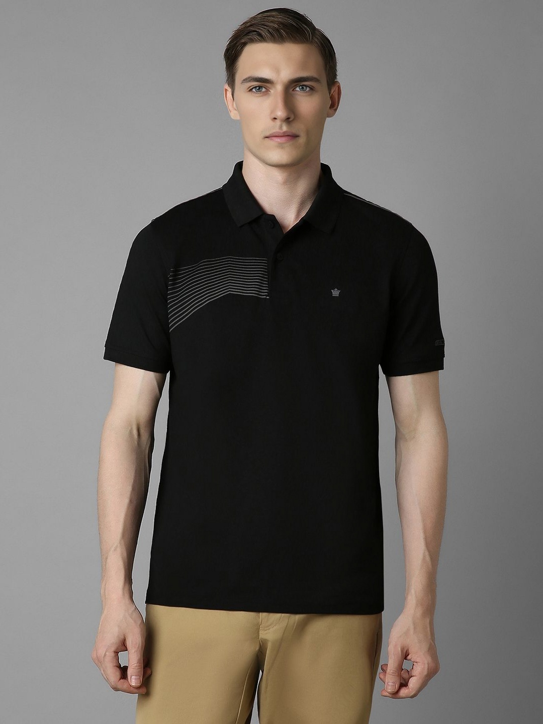 

Louis Philippe Men Solid Polo Collar Polyester T-Shirt, Black