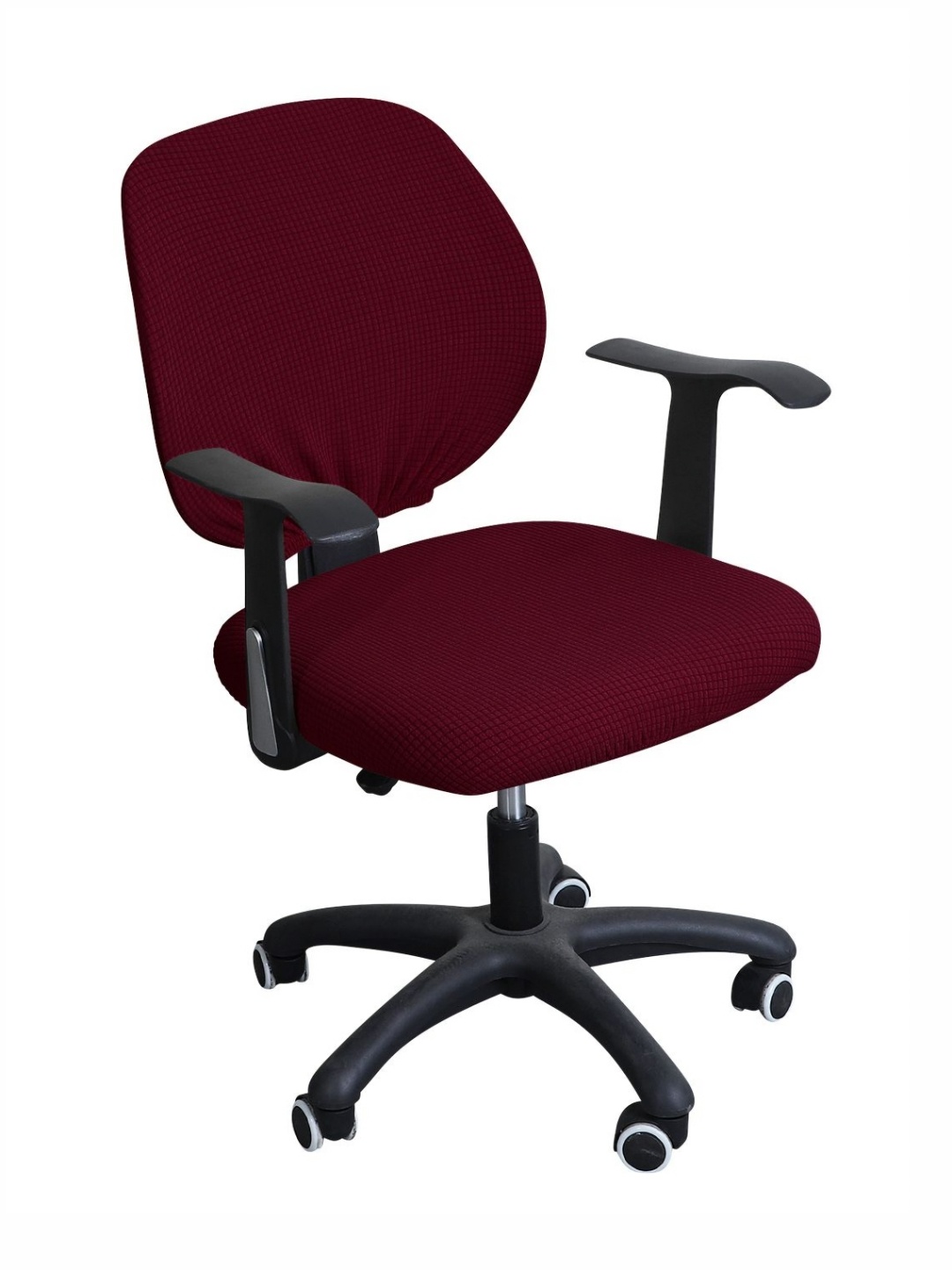 

HOKIPO Burgundy Textured 210 GSM Stretchable Jacquard Computer Rotating Chair Seat Cover