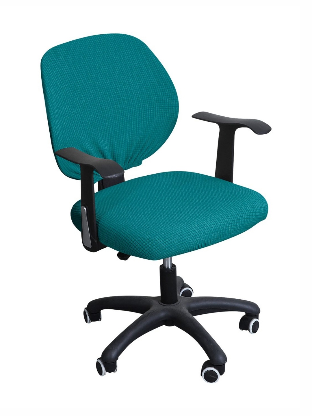 

HOKIPO Teal Blue Textured Rotating Chair Seat Cover