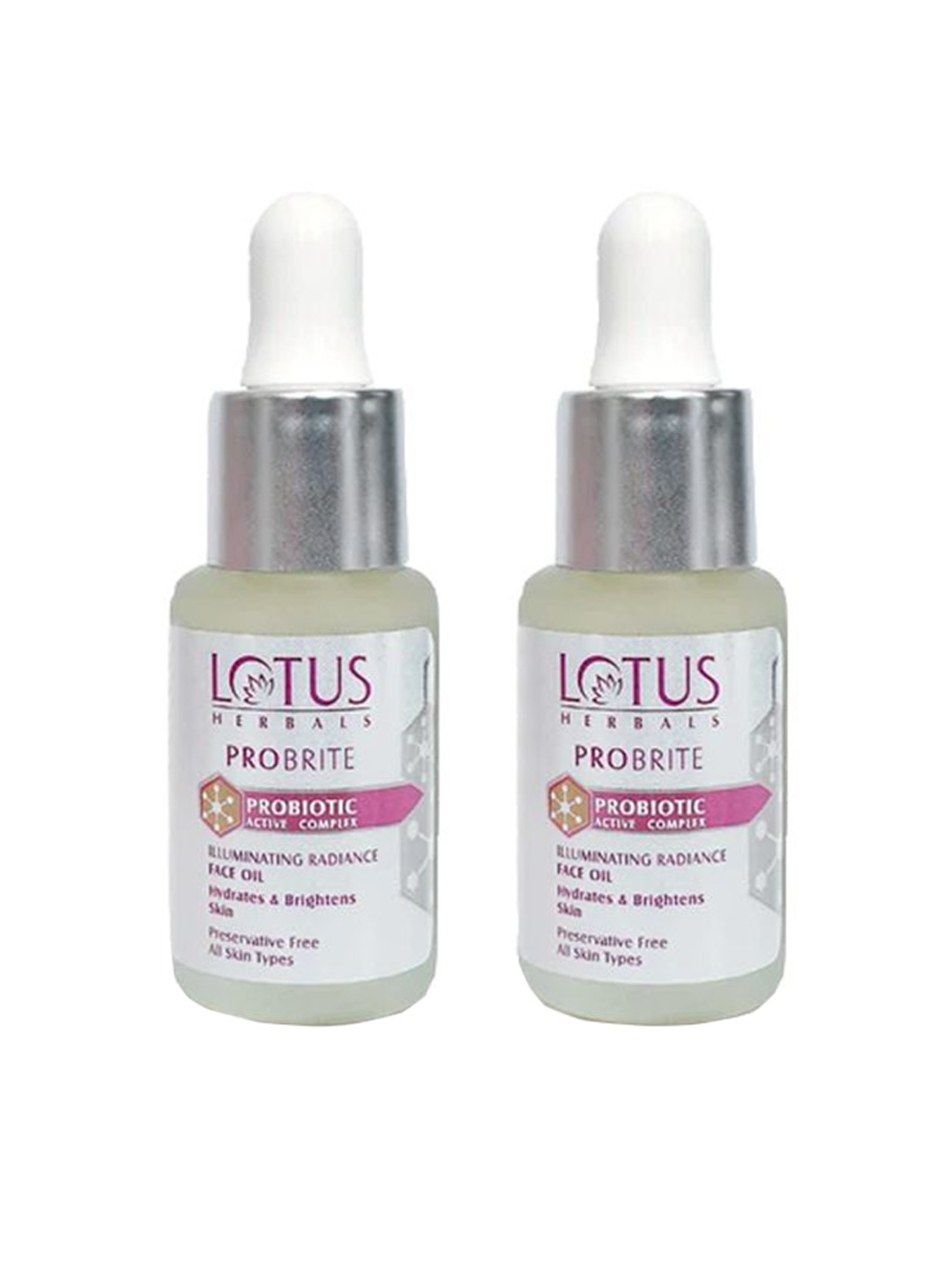 

Lotus Herbals Set of 2 Probrite Illuminating Radiance Face Oil - 15 ml each, White
