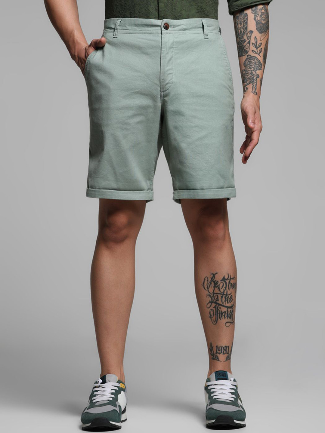 

Jack & Jones Men Mid-Rise Regular Fit Shorts, Green