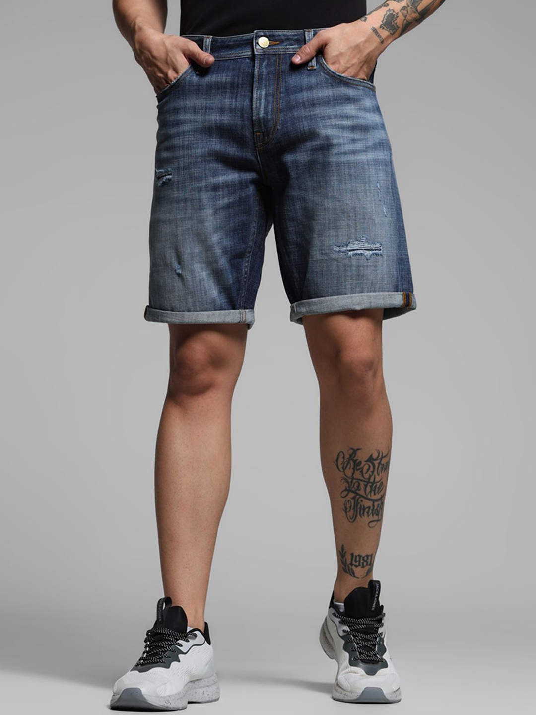 

Jack & Jones Men Mid Rise Regular Fit Denim Above Knee Denim Shorts, Blue