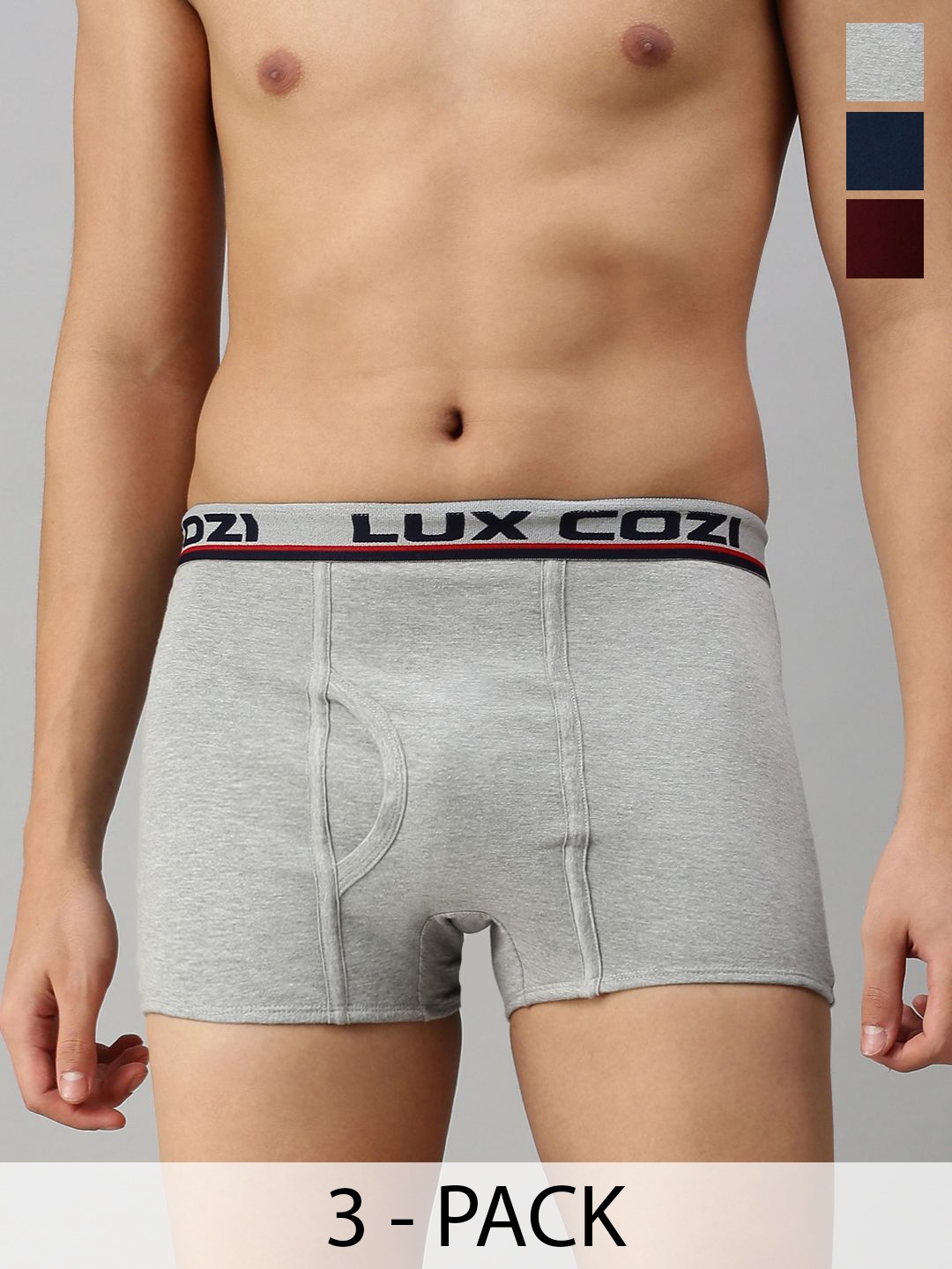 

Lux Cozi Men Pack Of 3 Assorted Pure Cotton Trunks -COZI_BIGSHOT_SL_PLAIN_ASST5_3PC