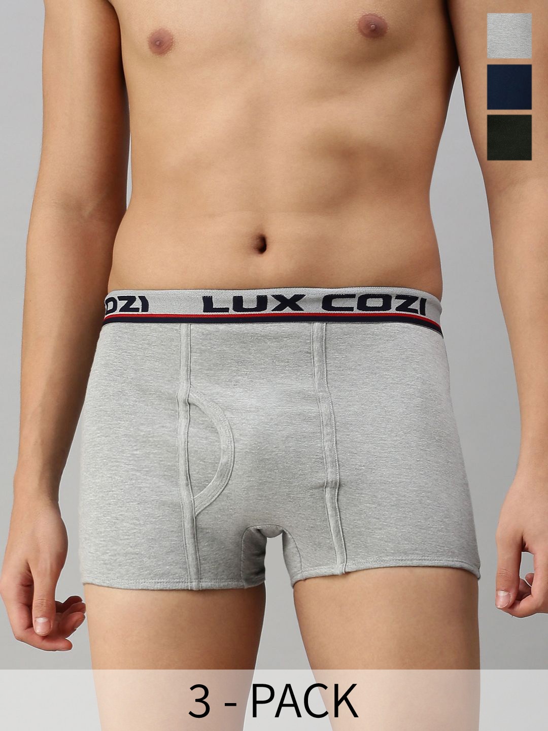 

Lux Cozi Pack Of 3 Men Assorted Pure Cotton Trunks -COZI_BIGSHOT_SL_PLAIN_AST2_3PC