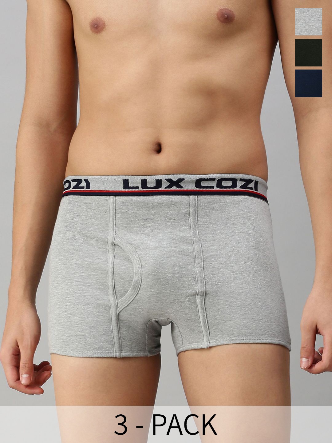 

Lux Cozi Men Pack Of 3 Assorted Pure Cotton Trunks -COZI_BIGSHOT_SL_PLAIN_AST2_3PC