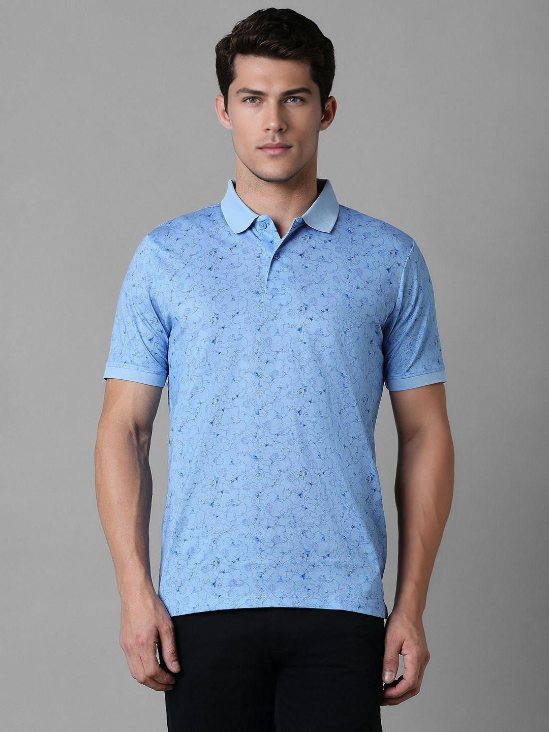 

Louis Philippe Sport Men Printed Polo Collar Cotton Tshirt, Blue