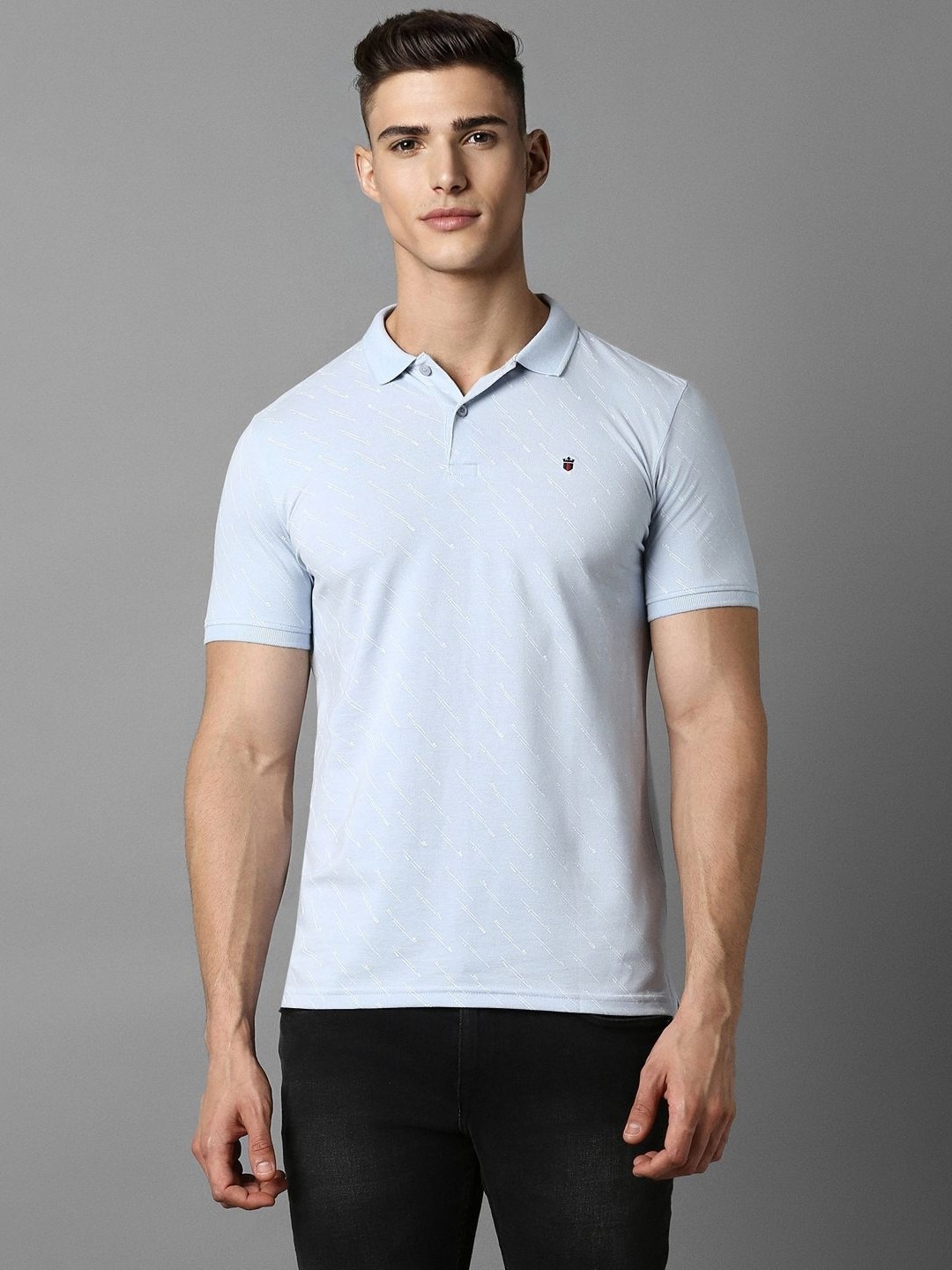 

Louis Philippe Sport Men Solid Polo Collar Cotton Slim Fit Tshirt, Blue