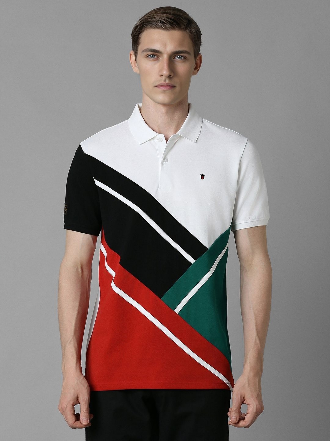 

Louis Philippe Sport Men Printed Polo Collar Cotton Slim Fit Tshirt, White