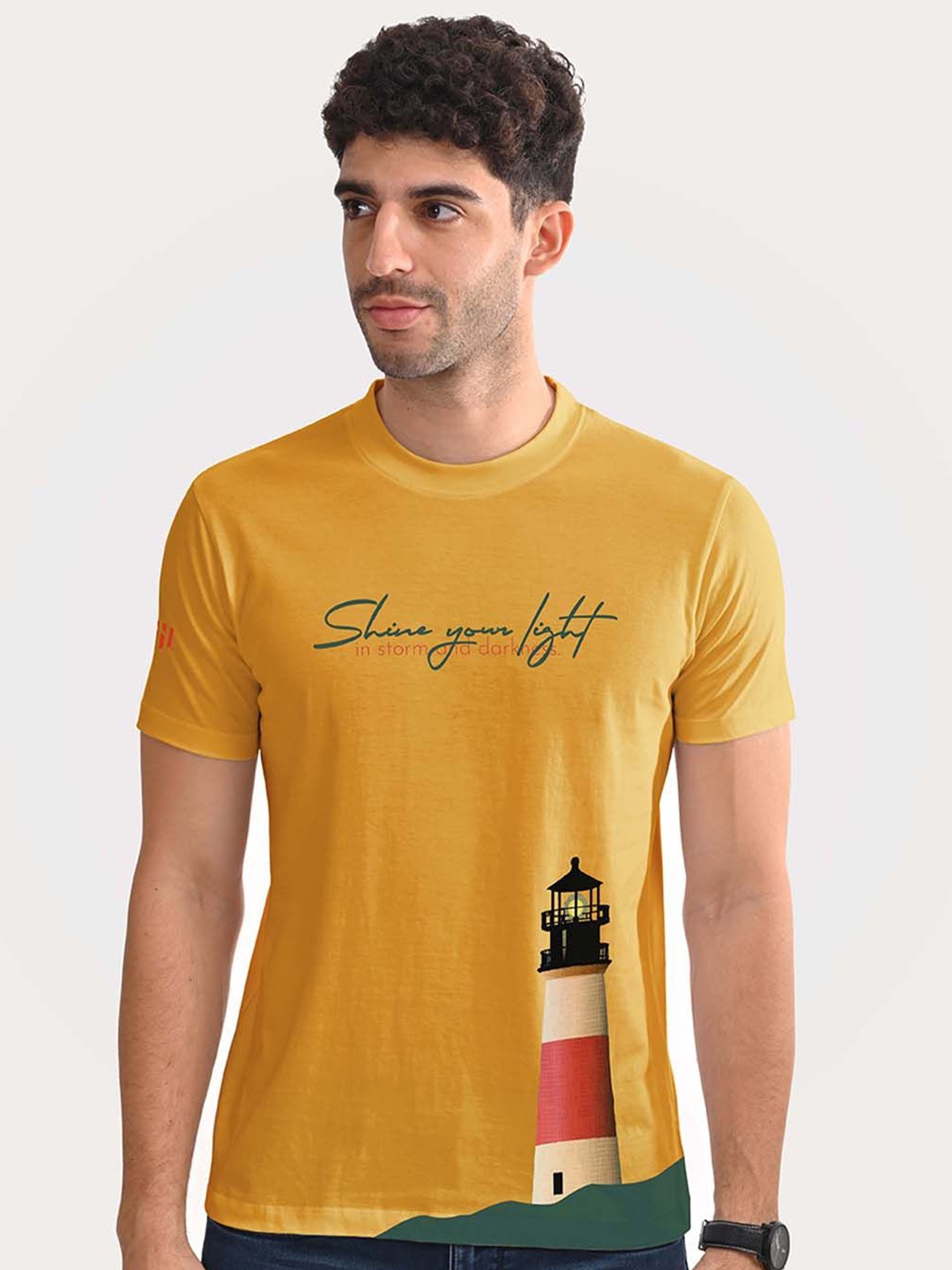 

Aero Armour Unisex Printed Round Neck Cotton Tshirt, Yellow