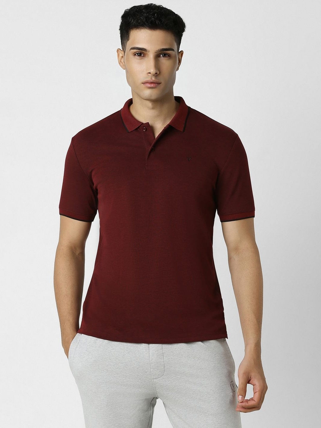 

Van Heusen Flex Men Polo Collar T-shirt, Maroon