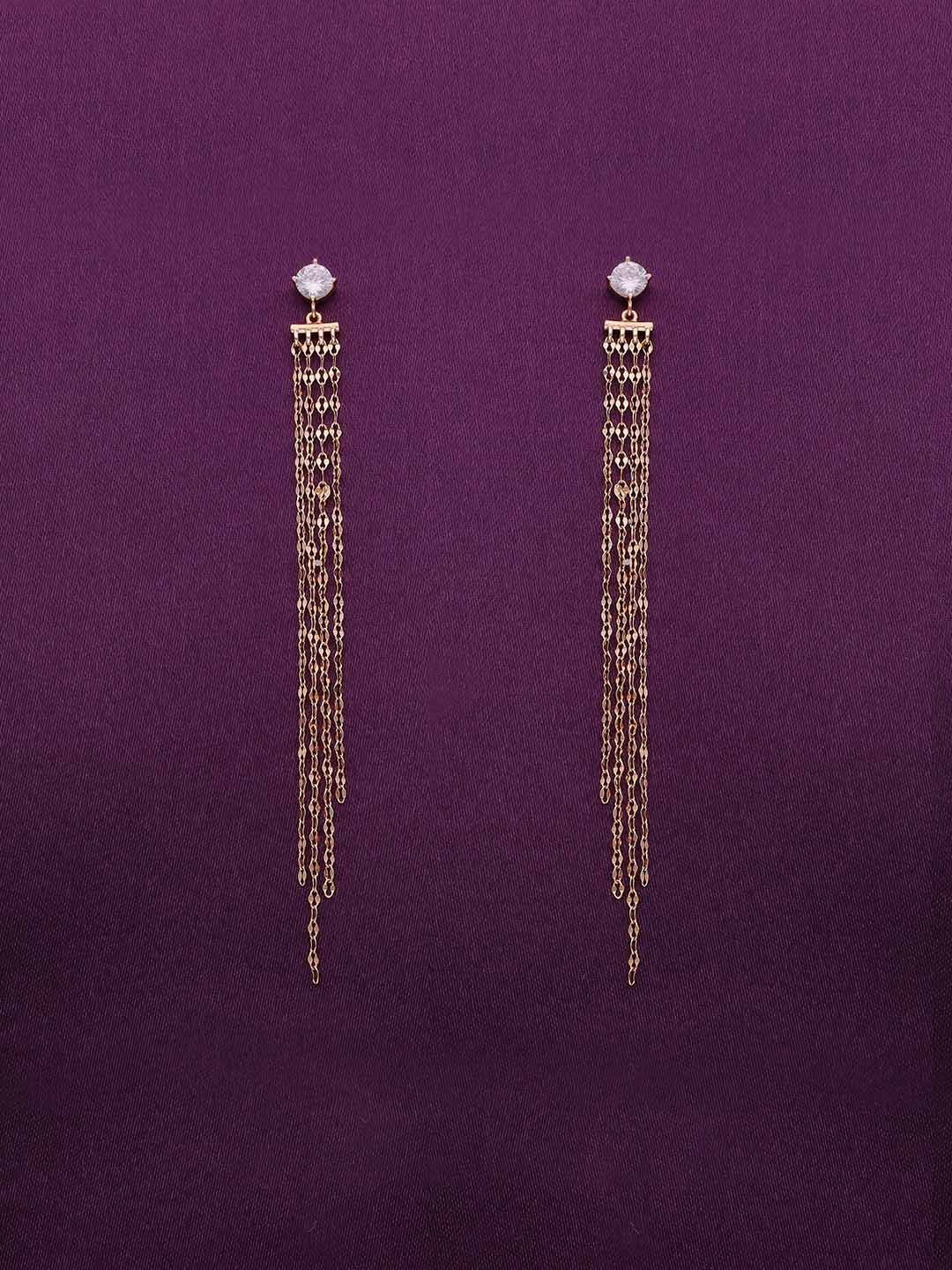 

KAI JEWEL 92.5 Sterling Silver Rose Gold-Plated Cubic Zirconia Tasselled Drop Earrings