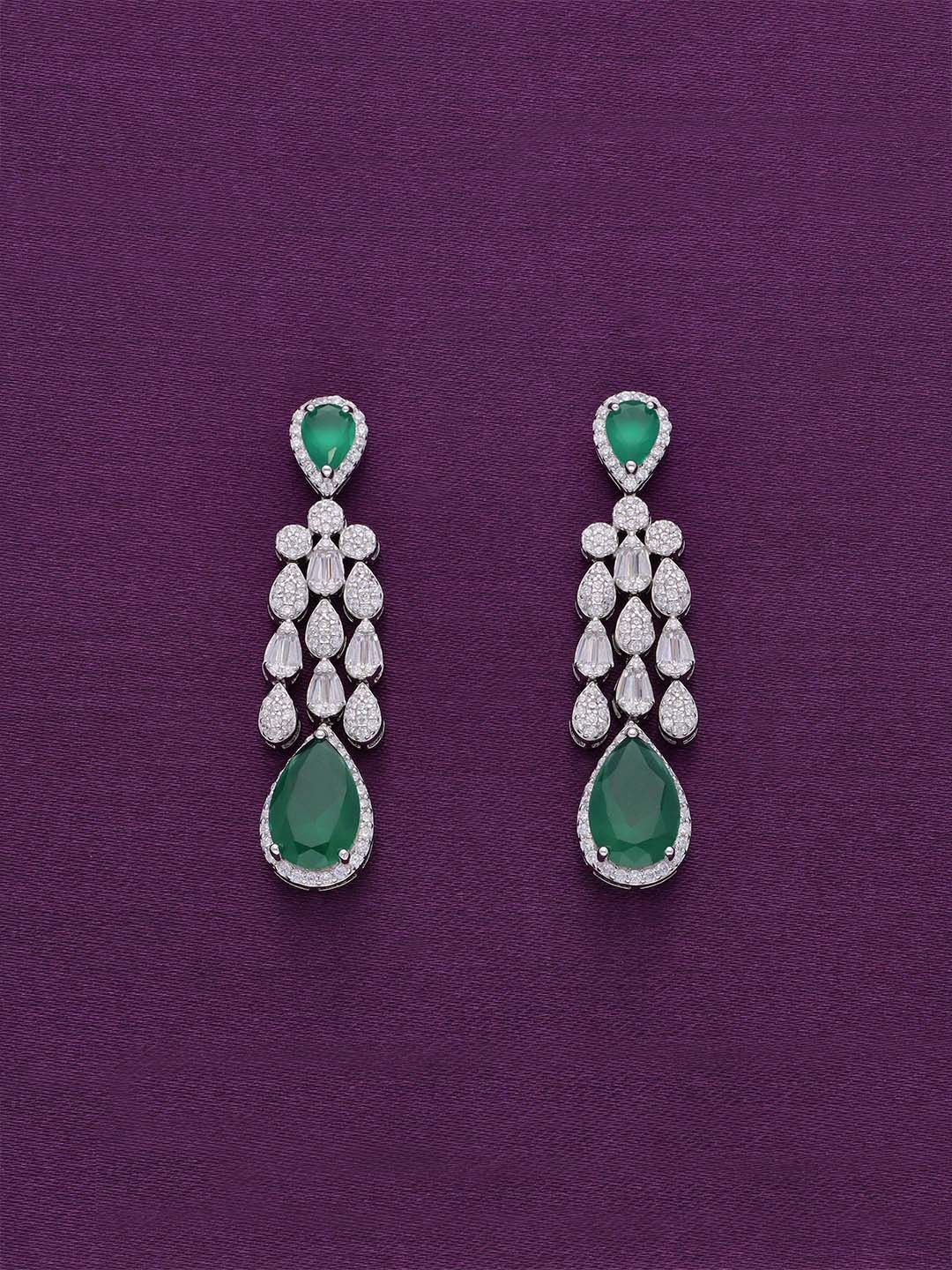 

KAI JEWEL Rhodium-Plated 92.5 Sterling Silver Cubic Zirconia Drop Earrings