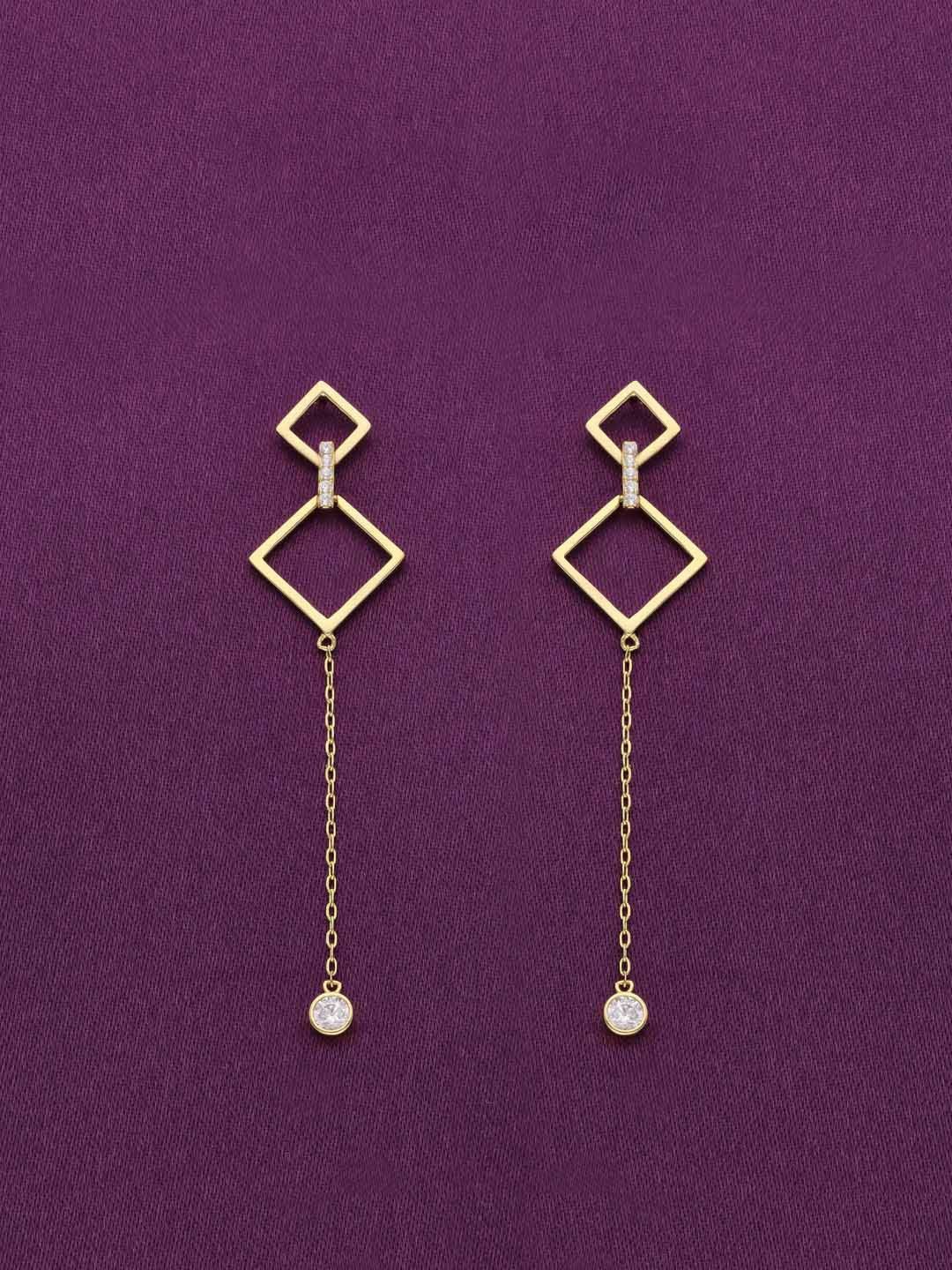 

KAI JEWEL 92.5 Sterling Silver Gold-Plated Cubic Zirconia Studded Drop Earrings