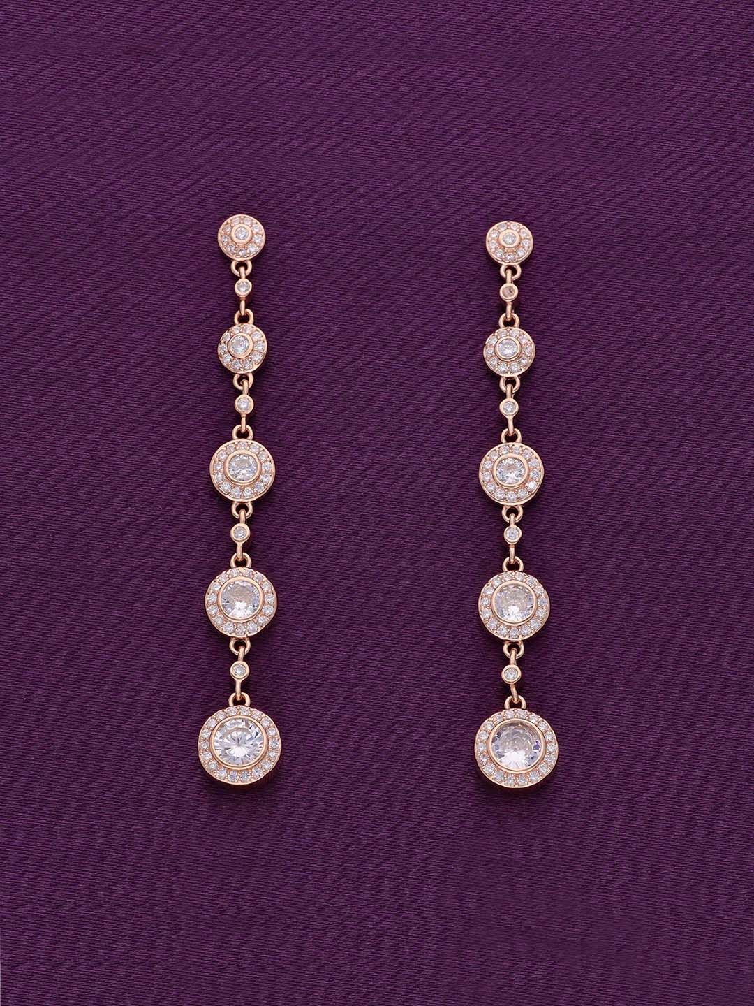 

KAI JEWEL Rose Gold-Plated 92.5 Sterling Silver Cubic Zirconia Drop Earrings