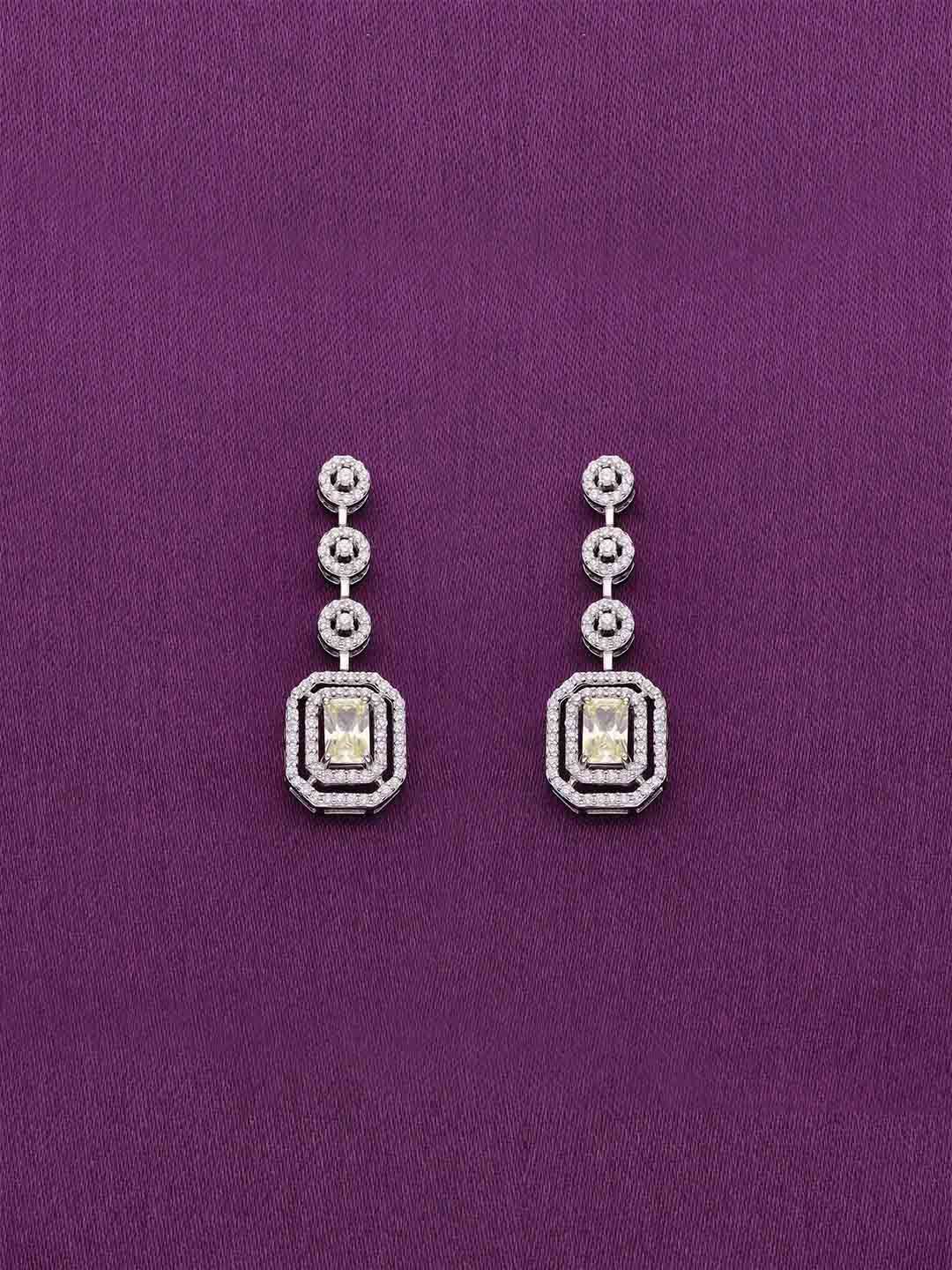 

KAI JEWEL Rhodium-Plated 92.5 Sterling Silver Cubic Zirconia Drop Earrings