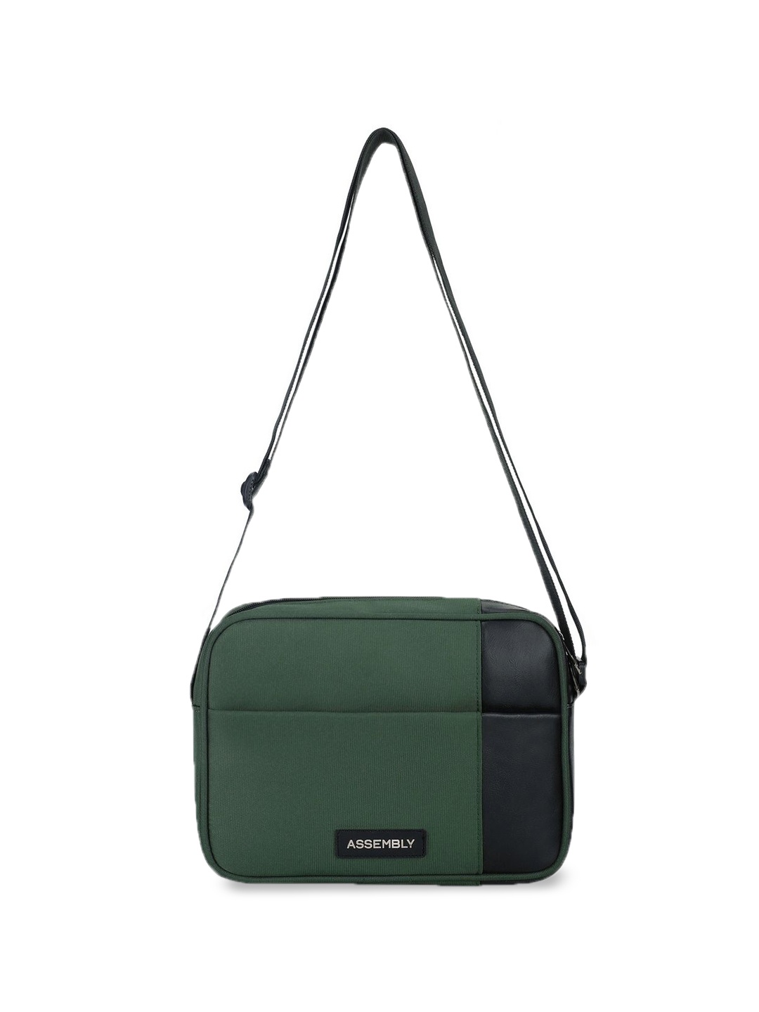 

Assembly Checked Structured Sling Bag with Tasselled, Green
