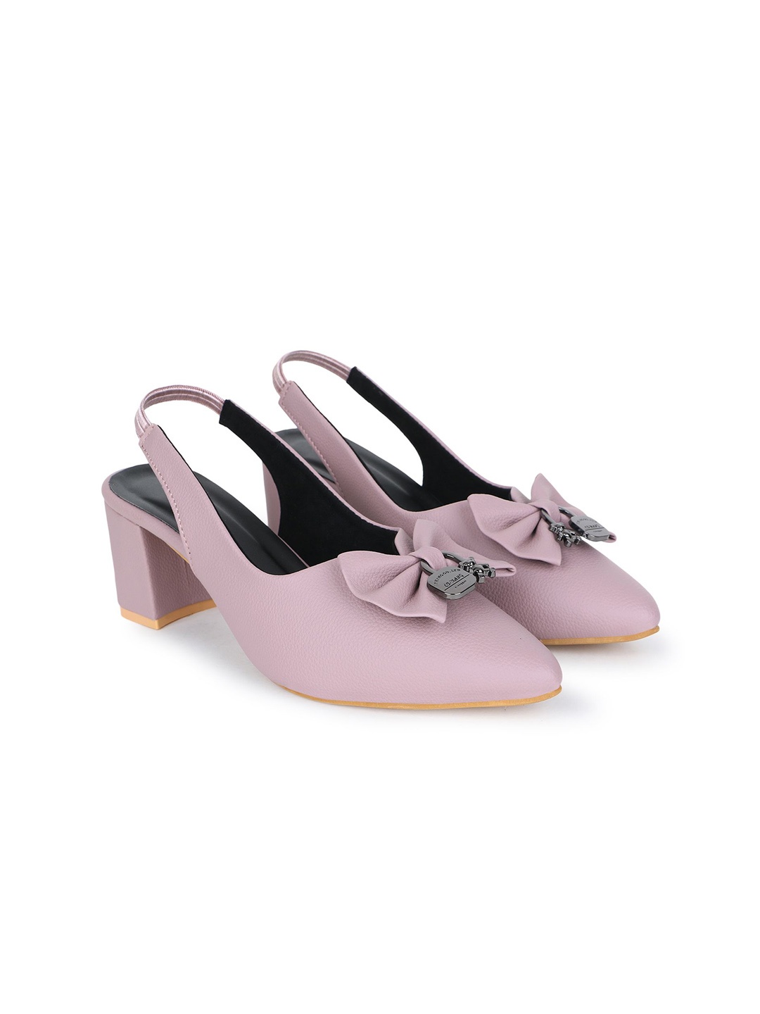 

CHINRAAG Women Suede Ethnic Backstrap Bows Block Pumps Heels, Purple
