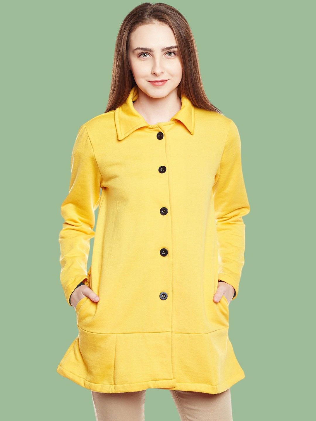 

BAESD Spread Collar Overcoat, Yellow
