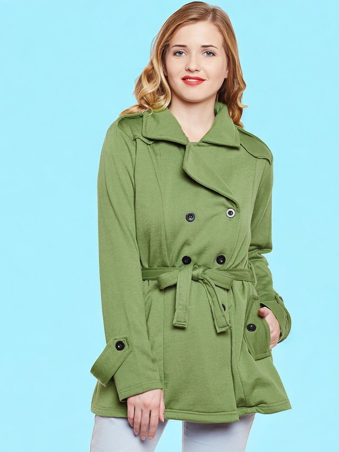 

BAESD Double-Breasted Trench Coat, Olive