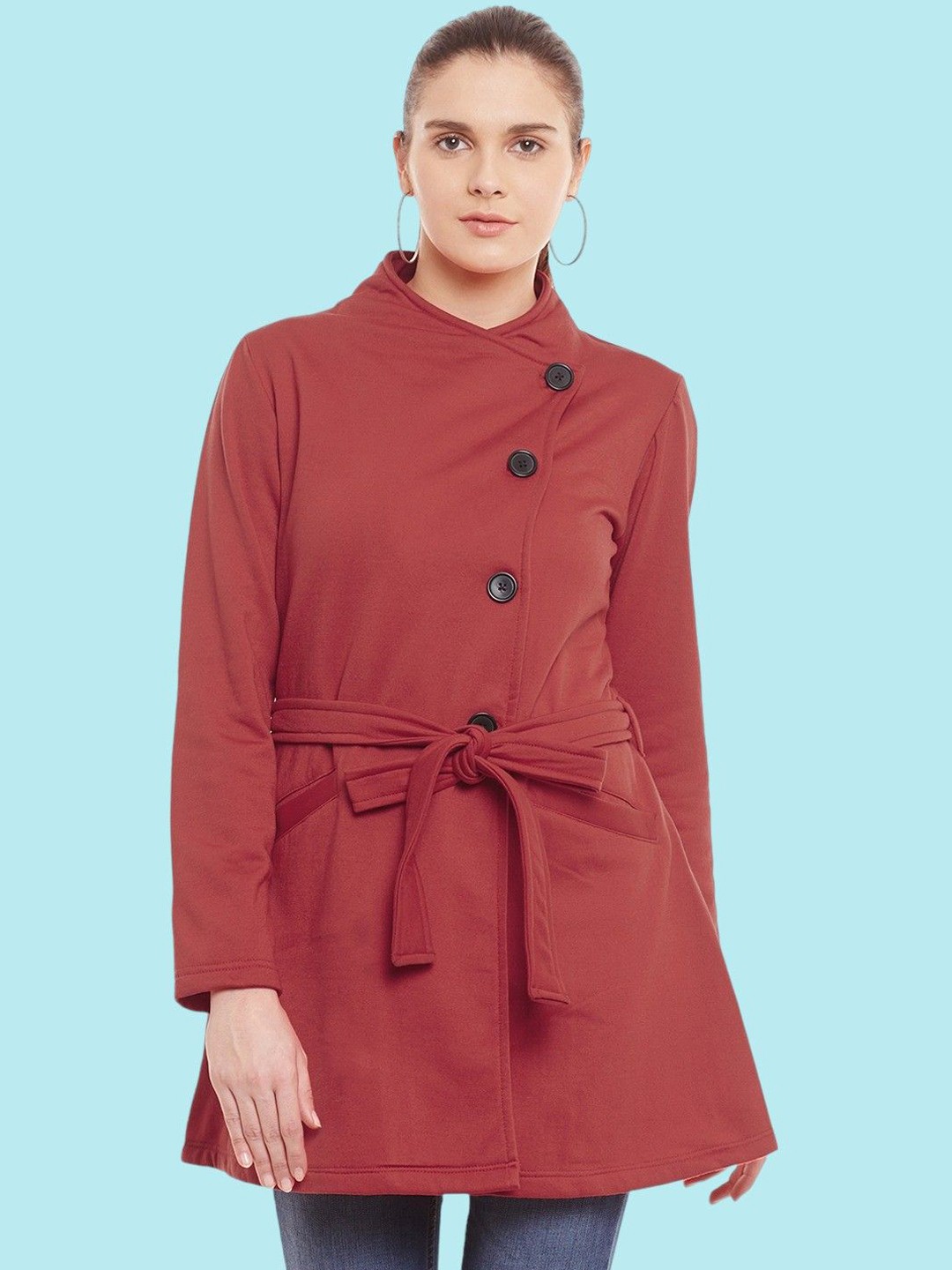 

BAESD Women Single-Breasted Peacoat, Red