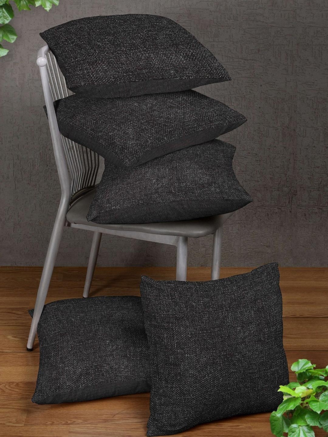 

Myntra Elegant Homes Black 5 Pieces Textured Square Cushion Covers