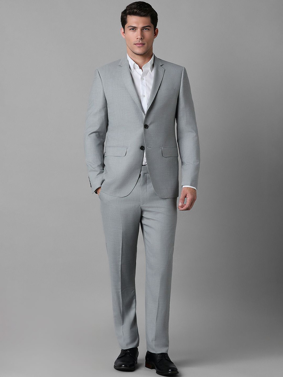 

Luxure by Louis Philippe Men Two Piece Slim-Fit Single-Breasted Suits Set, Grey