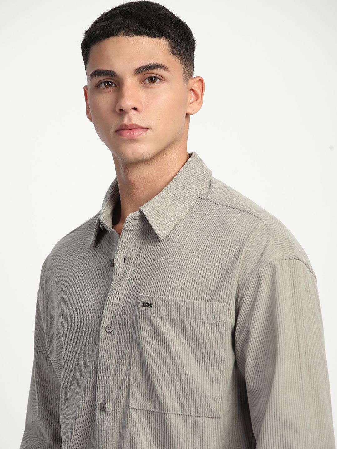 

THE BEAR HOUSE Men Striped Casual Oversized Shirt, Grey