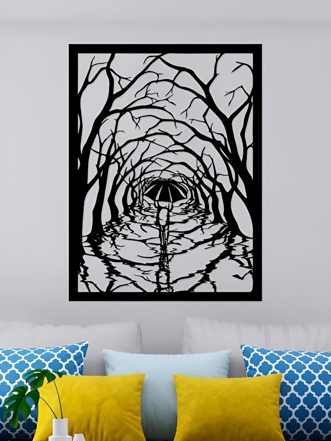 

ARTROOMS Black & White Walking In the Forest Metal Wall Decor