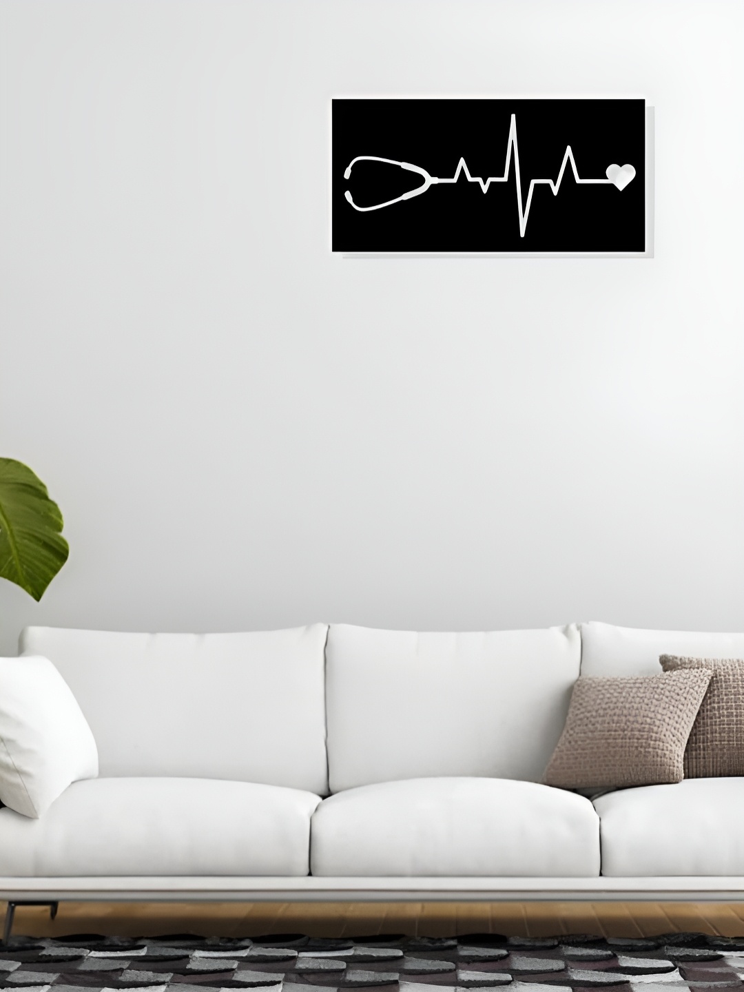 

ARTROOMS Black Stethoscope With Heart Beat Metal Wall Decor