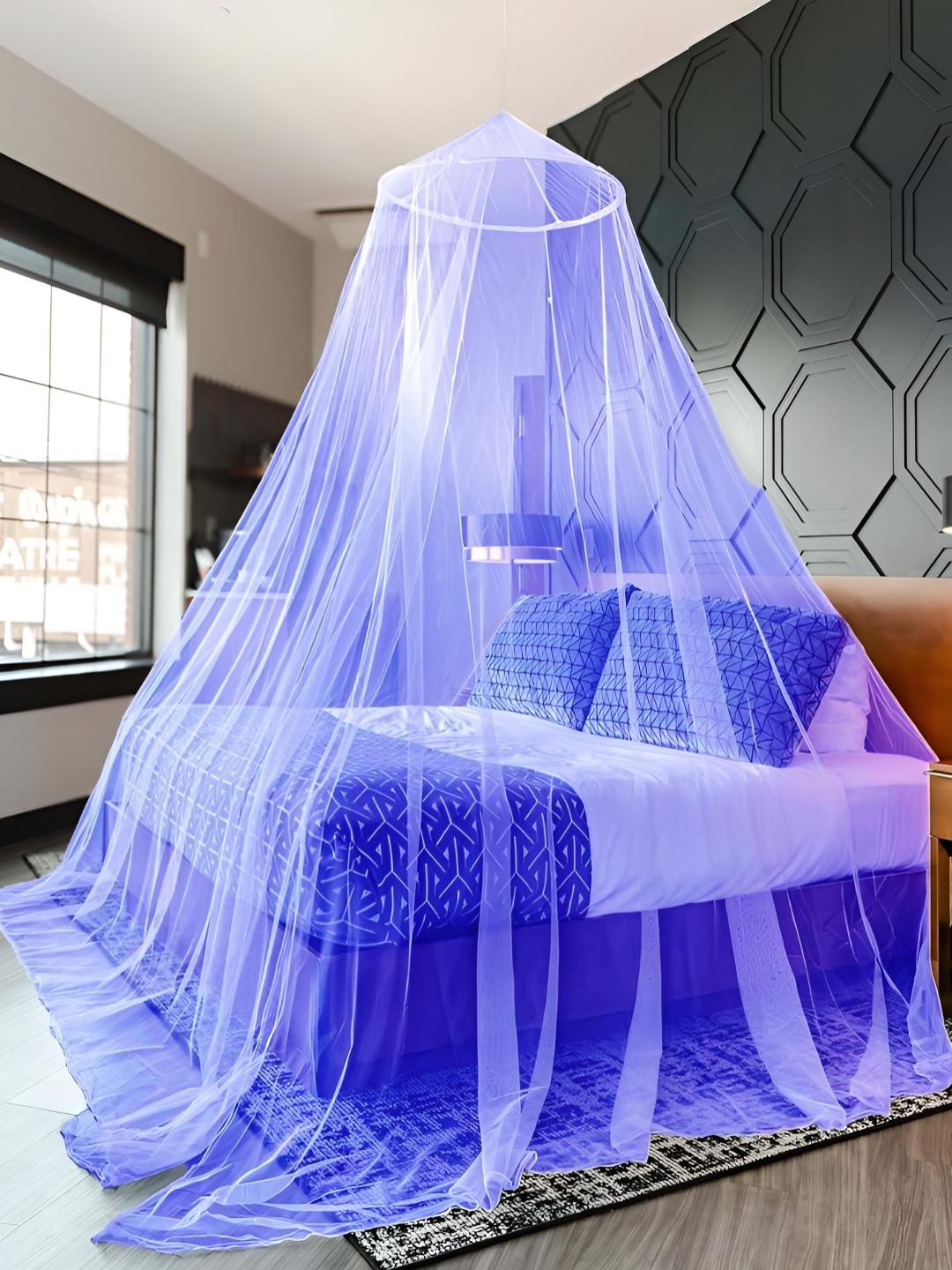 

MARUTI ENTERPRISE Blue King Size Hanging Mosquito Net