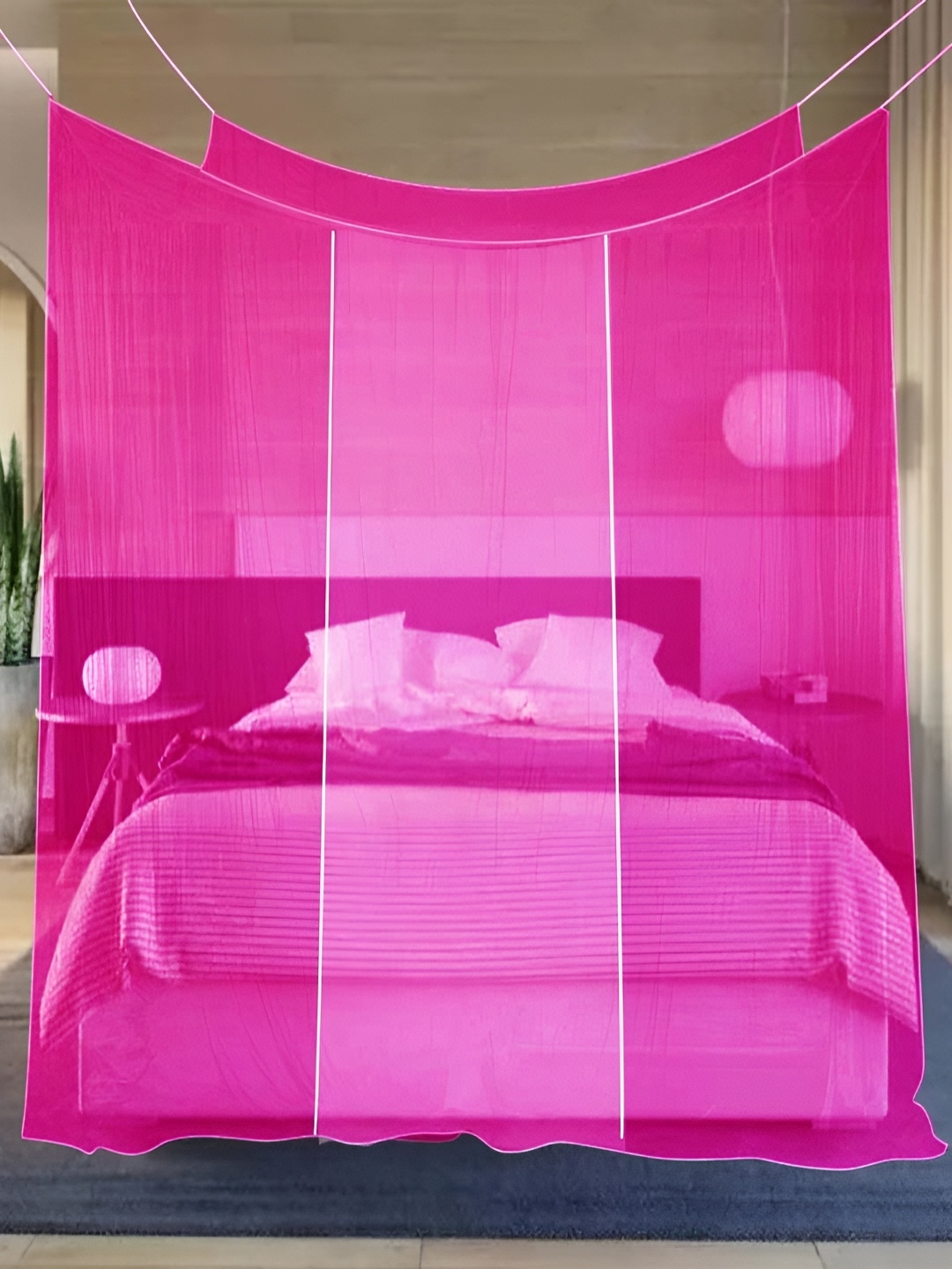 

MARUTI ENTERPRISE Pink King Size Hanging Mosquito Net