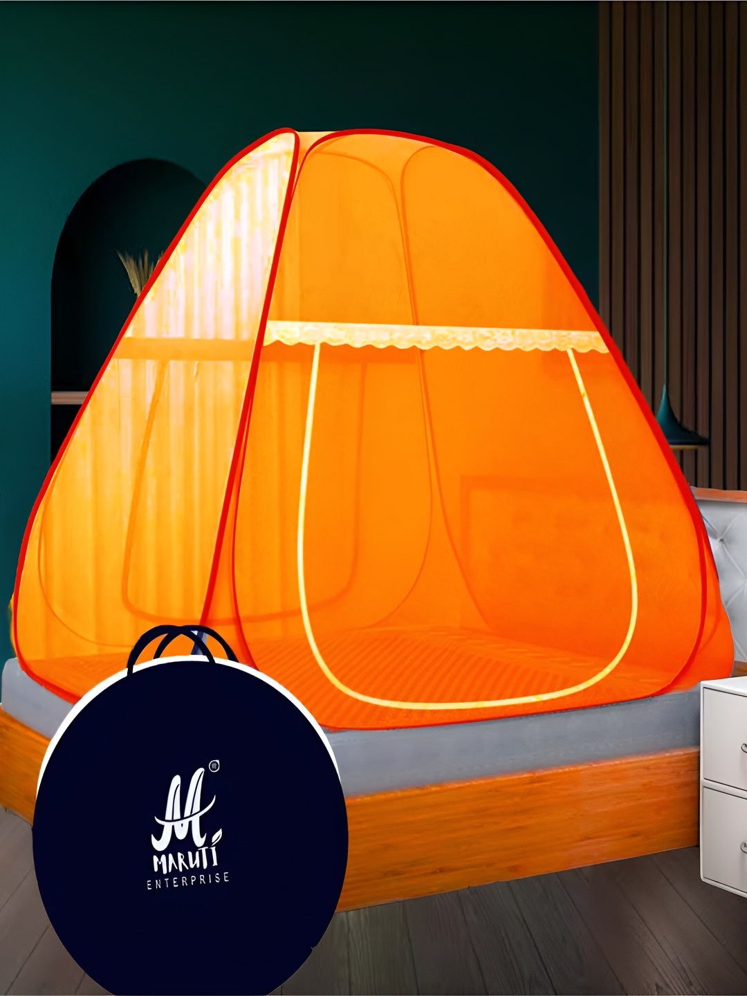 

MARUTI ENTERPRISE Orange King Size Tent Mosquito Net