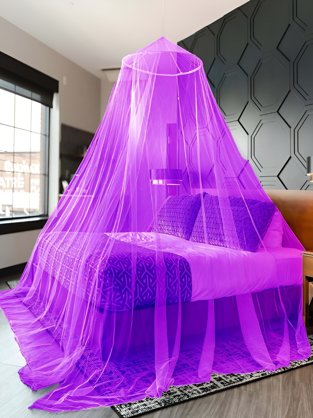 

MARUTI ENTERPRISE Purple King Size Hanging Mosquito Net