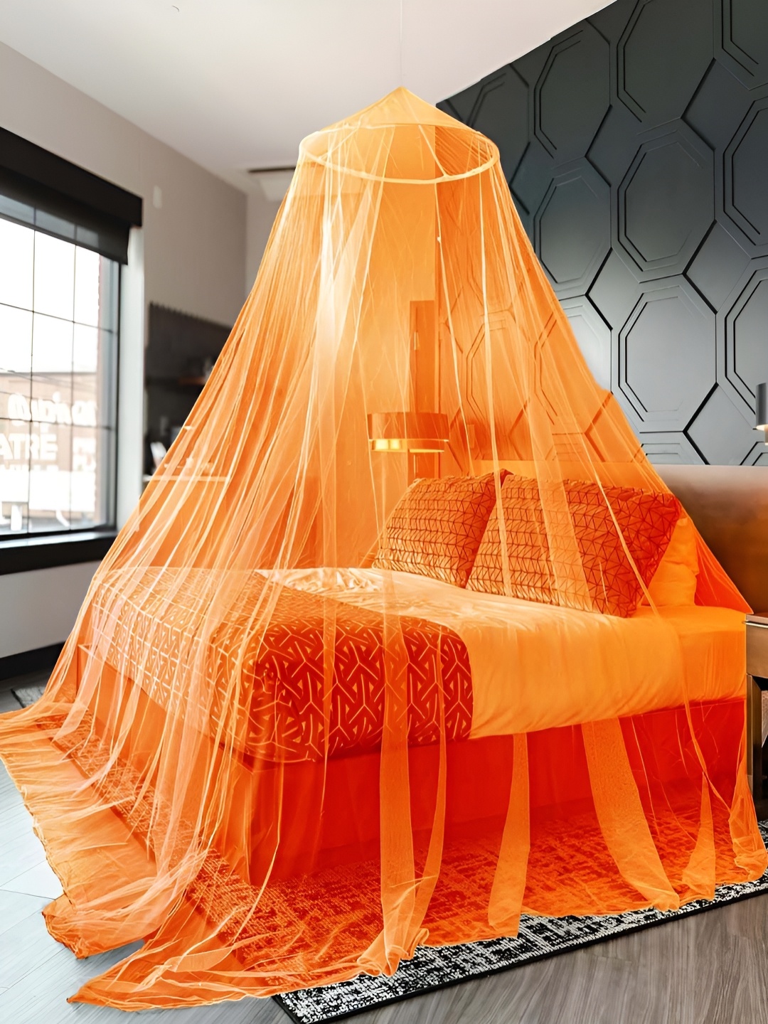 

MARUTI ENTERPRISE Orange King Size Hanging Mosquito Net