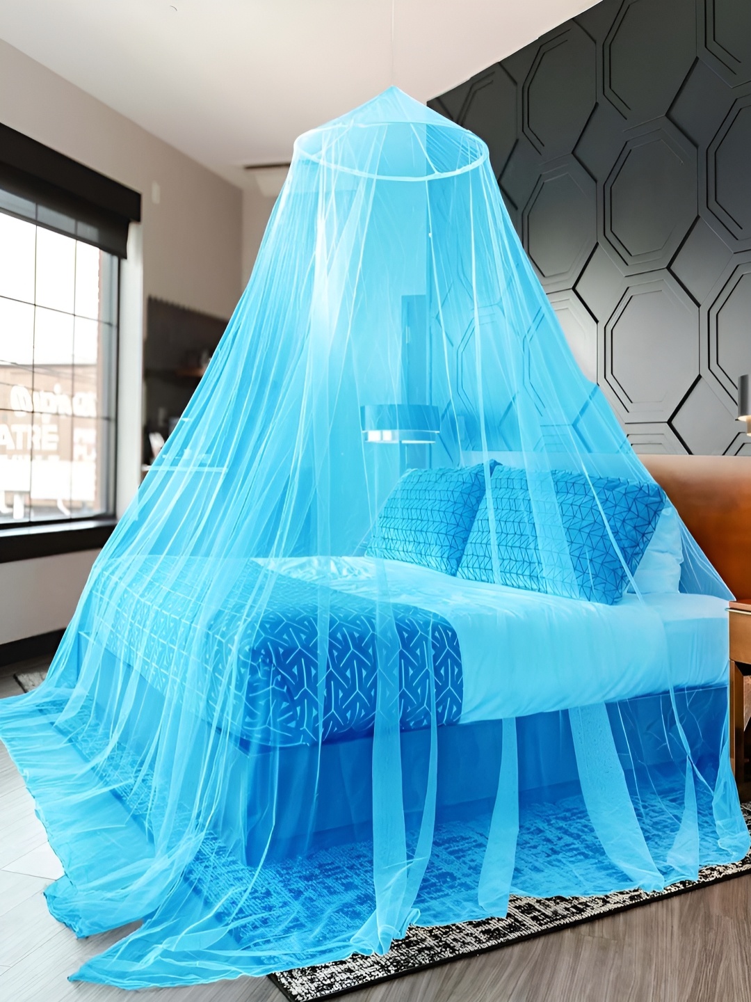 

MARUTI ENTERPRISE Blue King Size Hanging Mosquito Net
