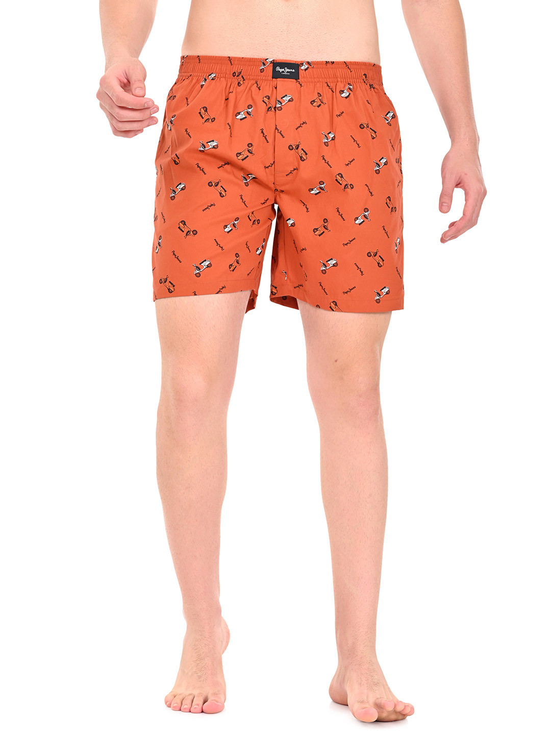 

Pepe Jeans Men Printed Cotton Boxers, Rust