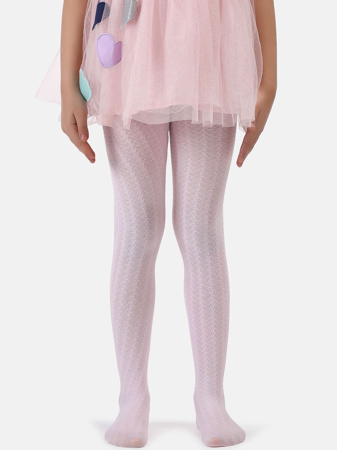 

N2S NEXT2SKIN Girls Self Design Stretchable Pantyhose Stockings, Pink