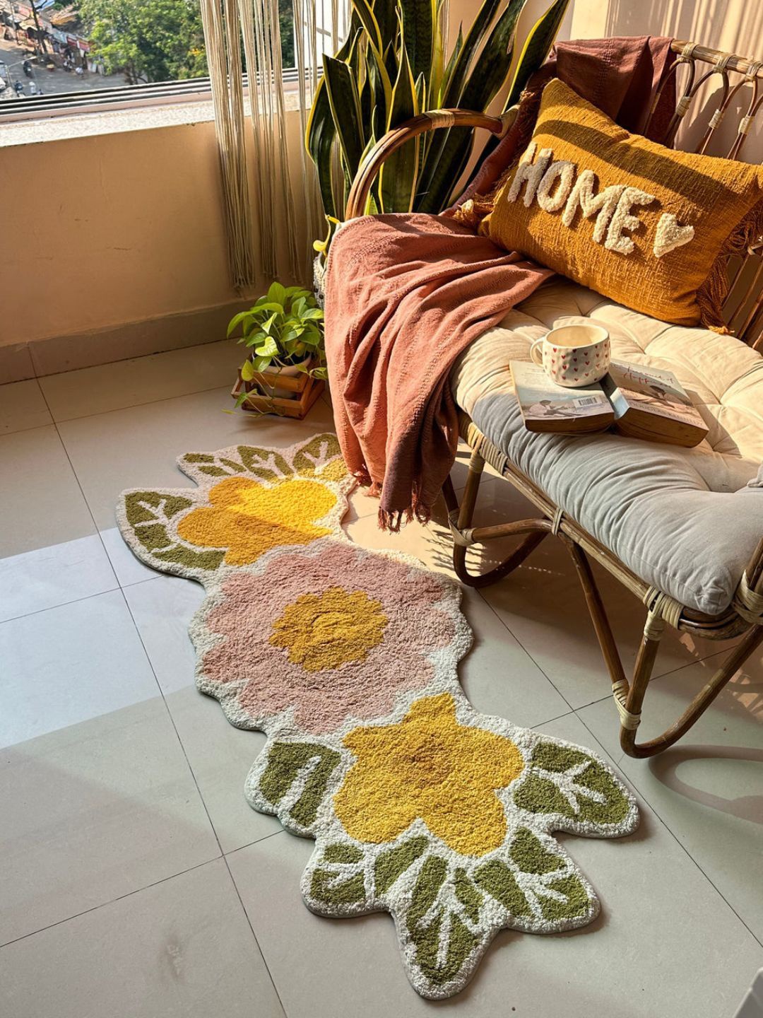 

HYPPY Yellow & Green Floral Pattern Floor Runner