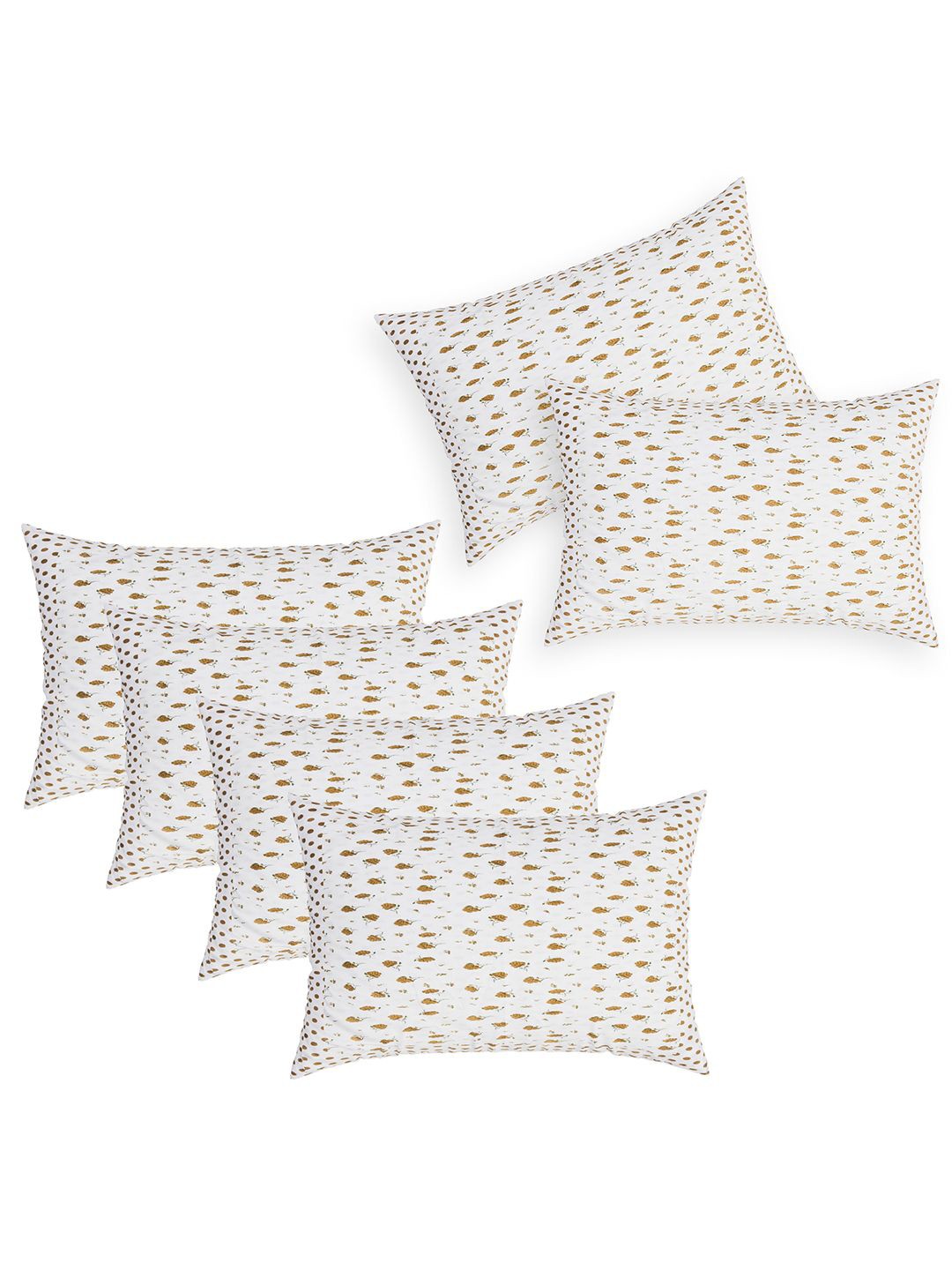 

Kuber Industries White & Brown 6 Pieces Self Design Pure Cotton Rectangle Pillow Covers