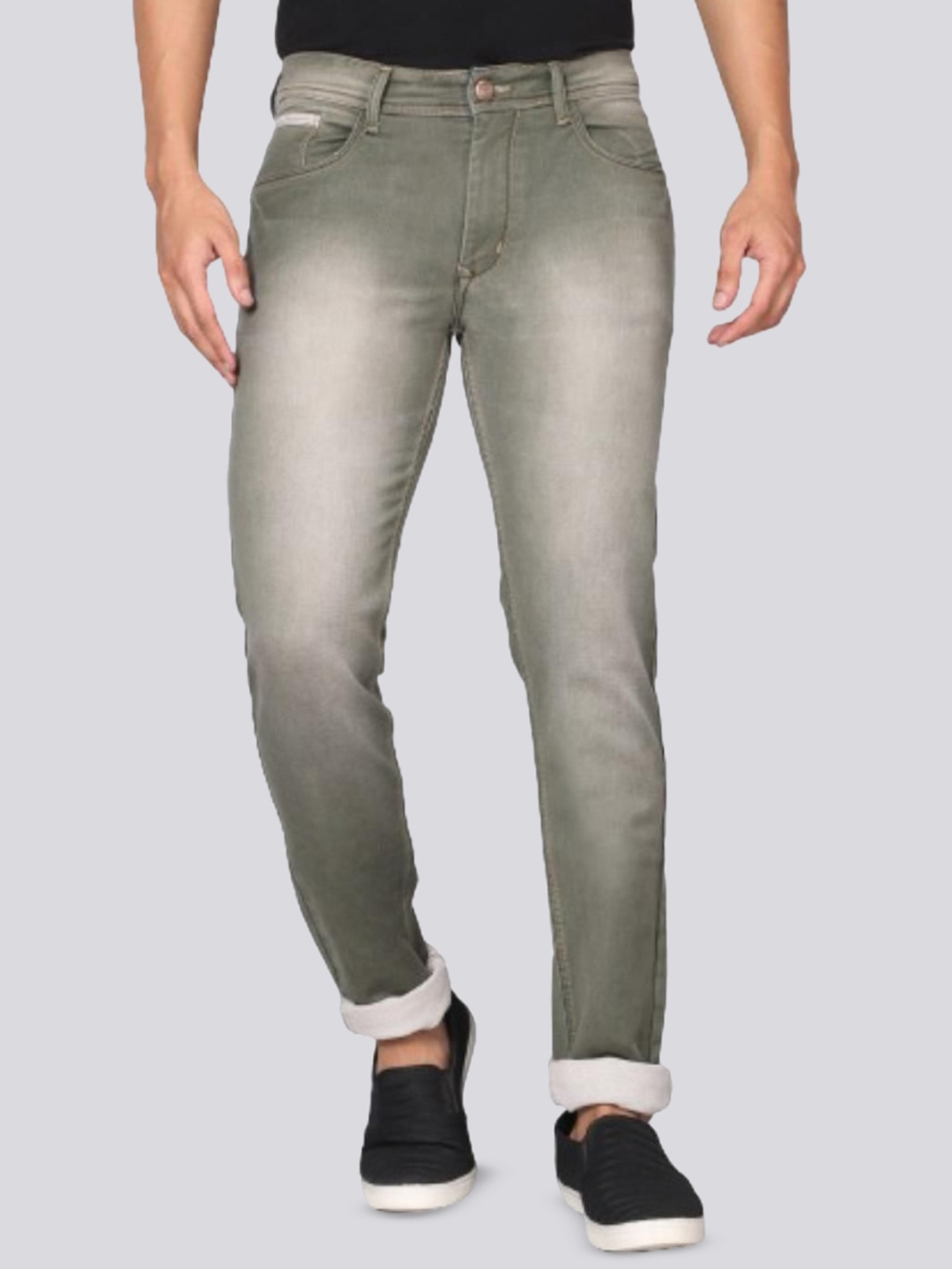 

RJ Denim Men Slim Fit Heavy Fade Stretchable Jeans, Grey