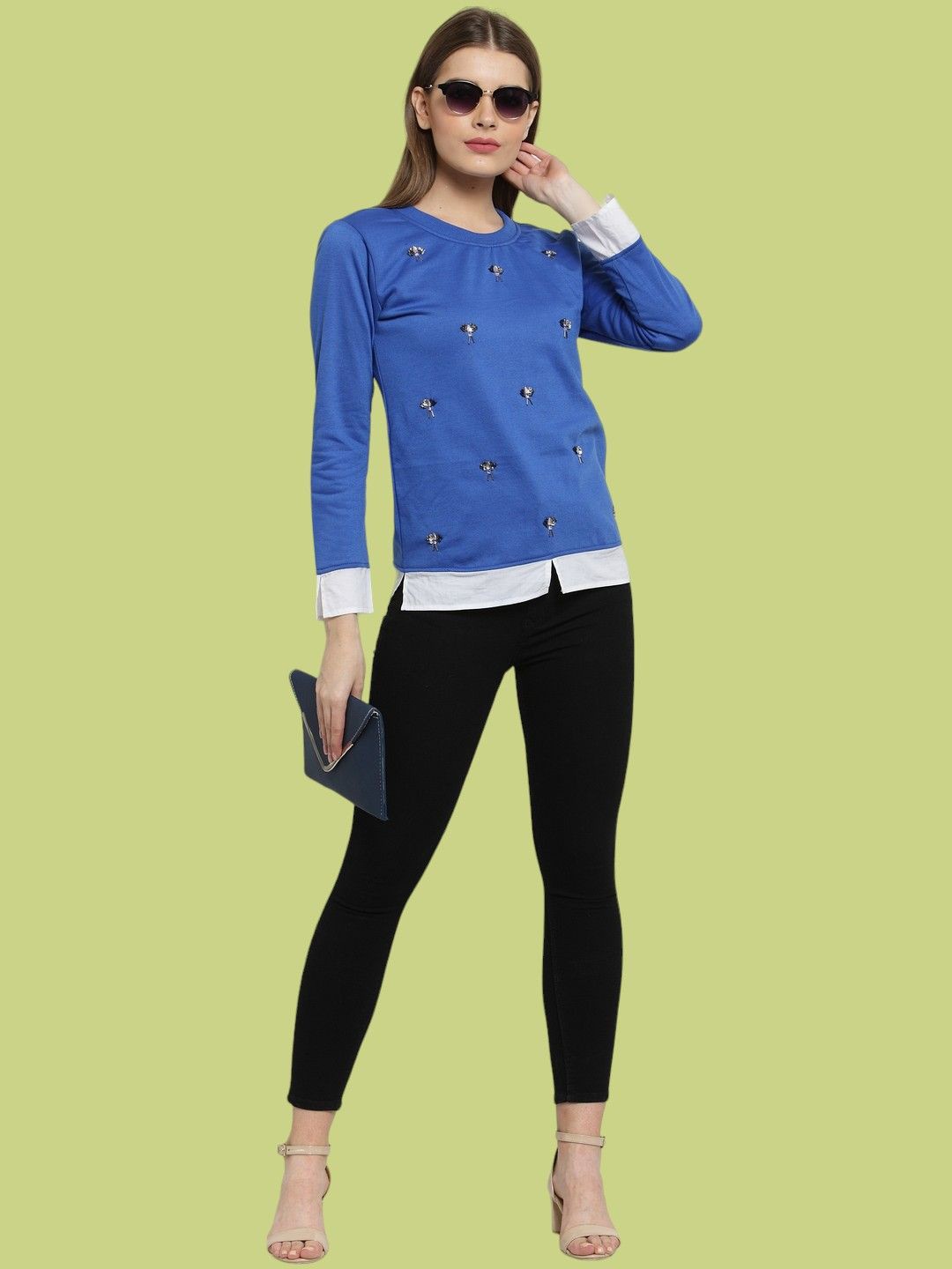 

BAESD Women Printed Sweatshirt, Blue