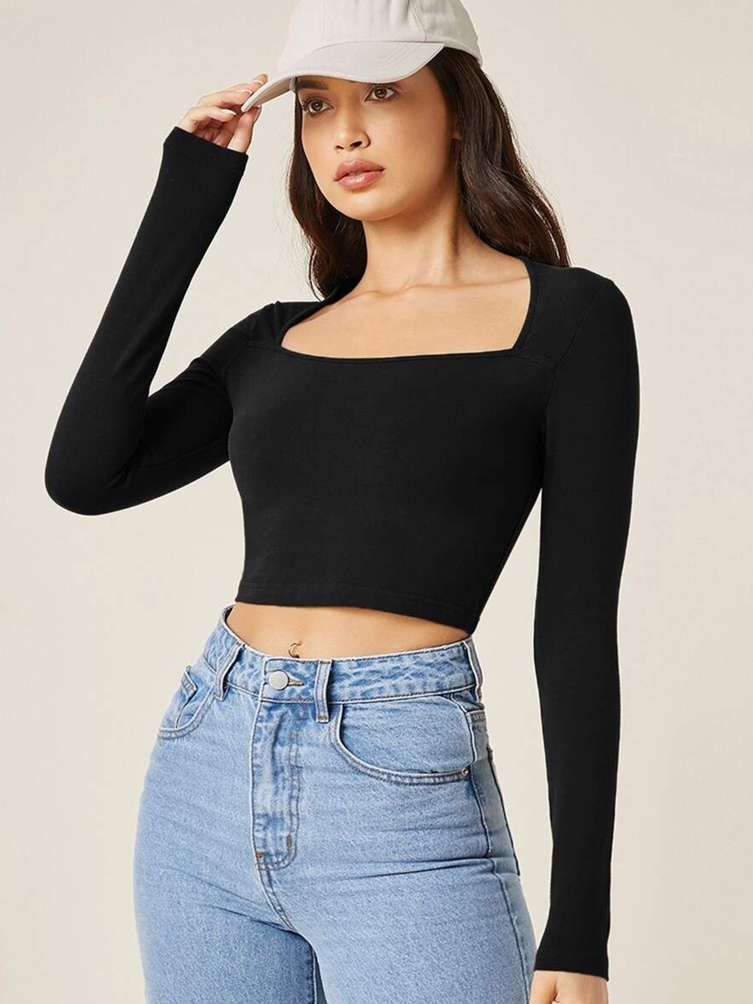 

Stylecast X Slyck Cotton Crop Top, Black