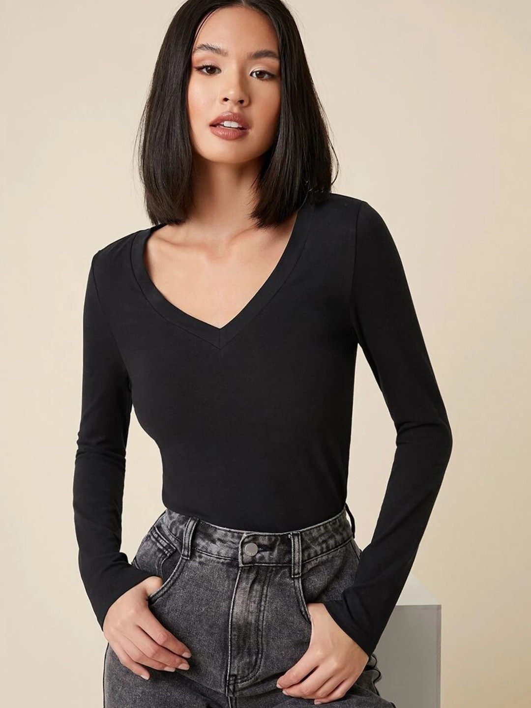 

Stylecast X Slyck Cotton Top, Black