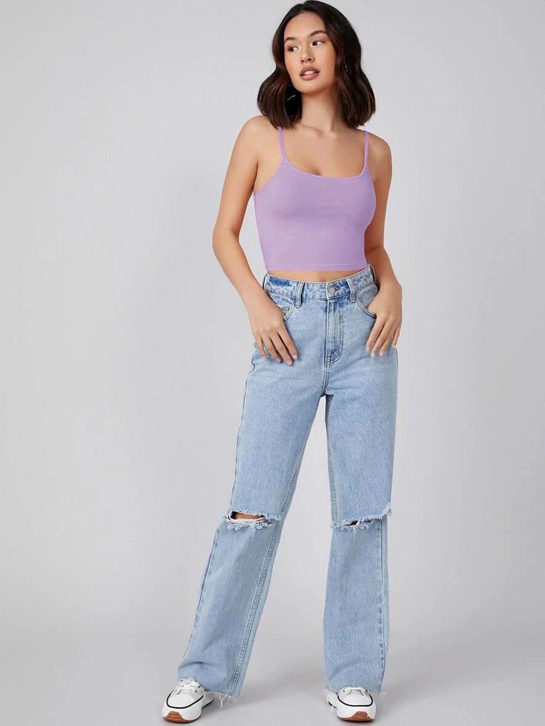 

Stylecast X Slyck Cotton Crop Top, Lavender