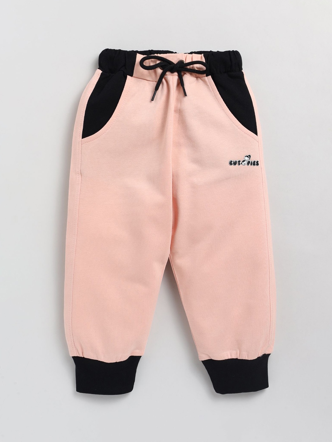 

Cutopies Girls Colourblocked Mid Rise Joggers, Peach